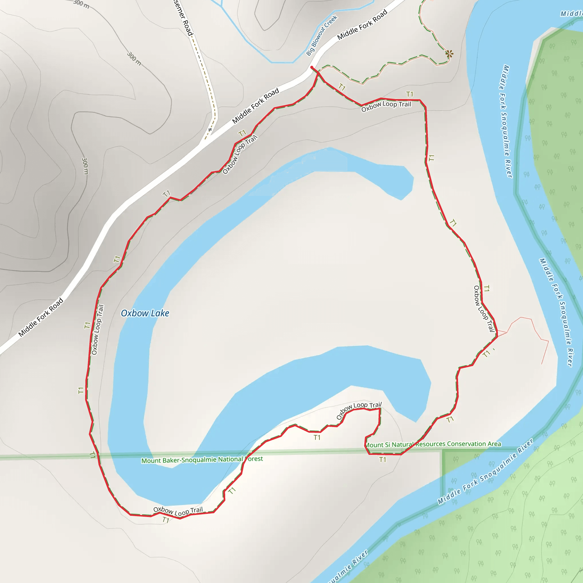 Oxbow Lake Loop Trail mobile static map