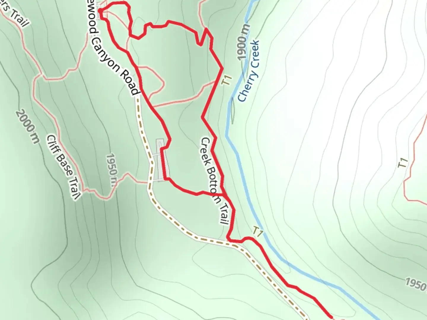 An image depicting the trail Creek Bottom Loop Trail and its surrounding area.
