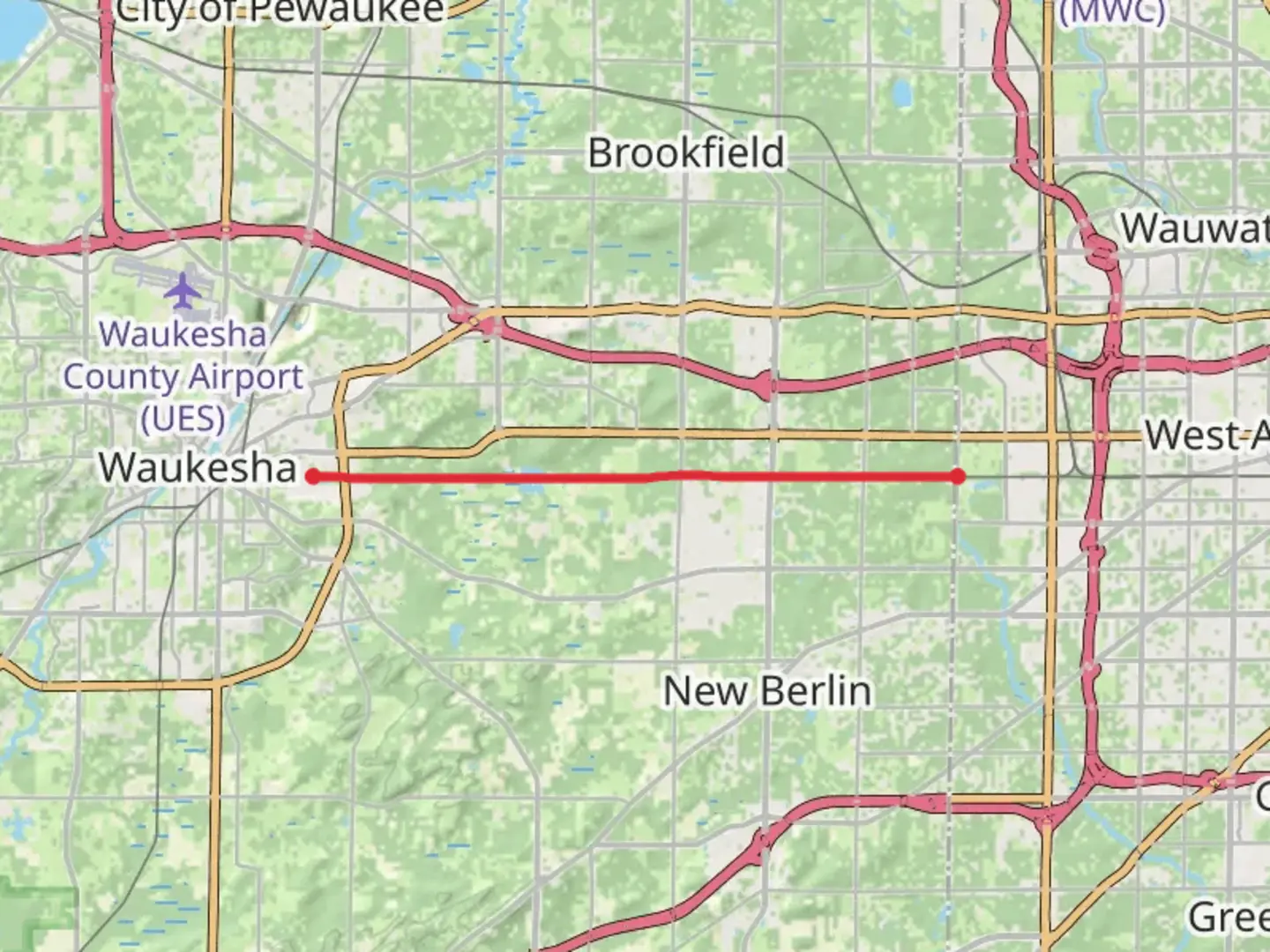 An image depicting the trail New Berlin Trail and its surrounding area.