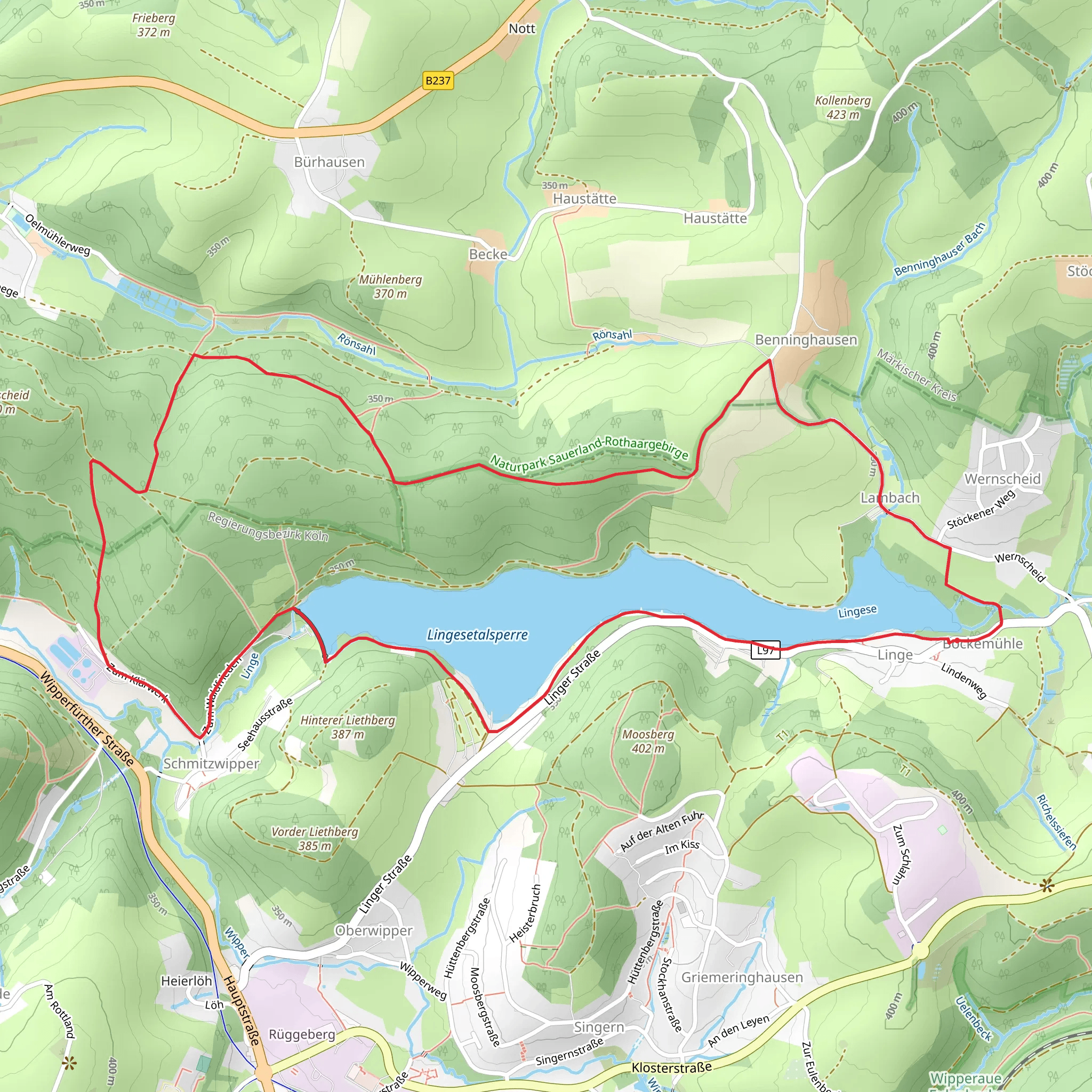 Lingesetalsperre and Lambach Loop mobile static map