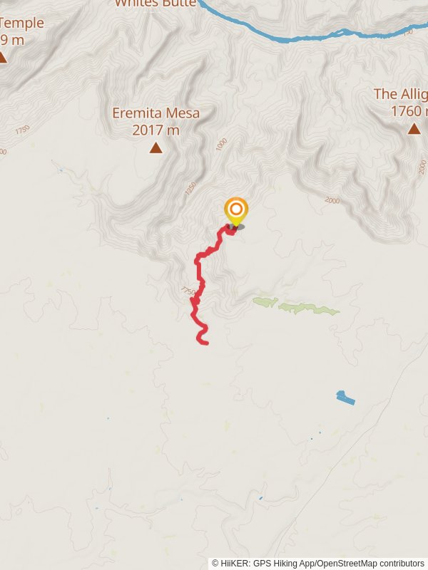 Waldron Trail via Hermit Trail mobile static map