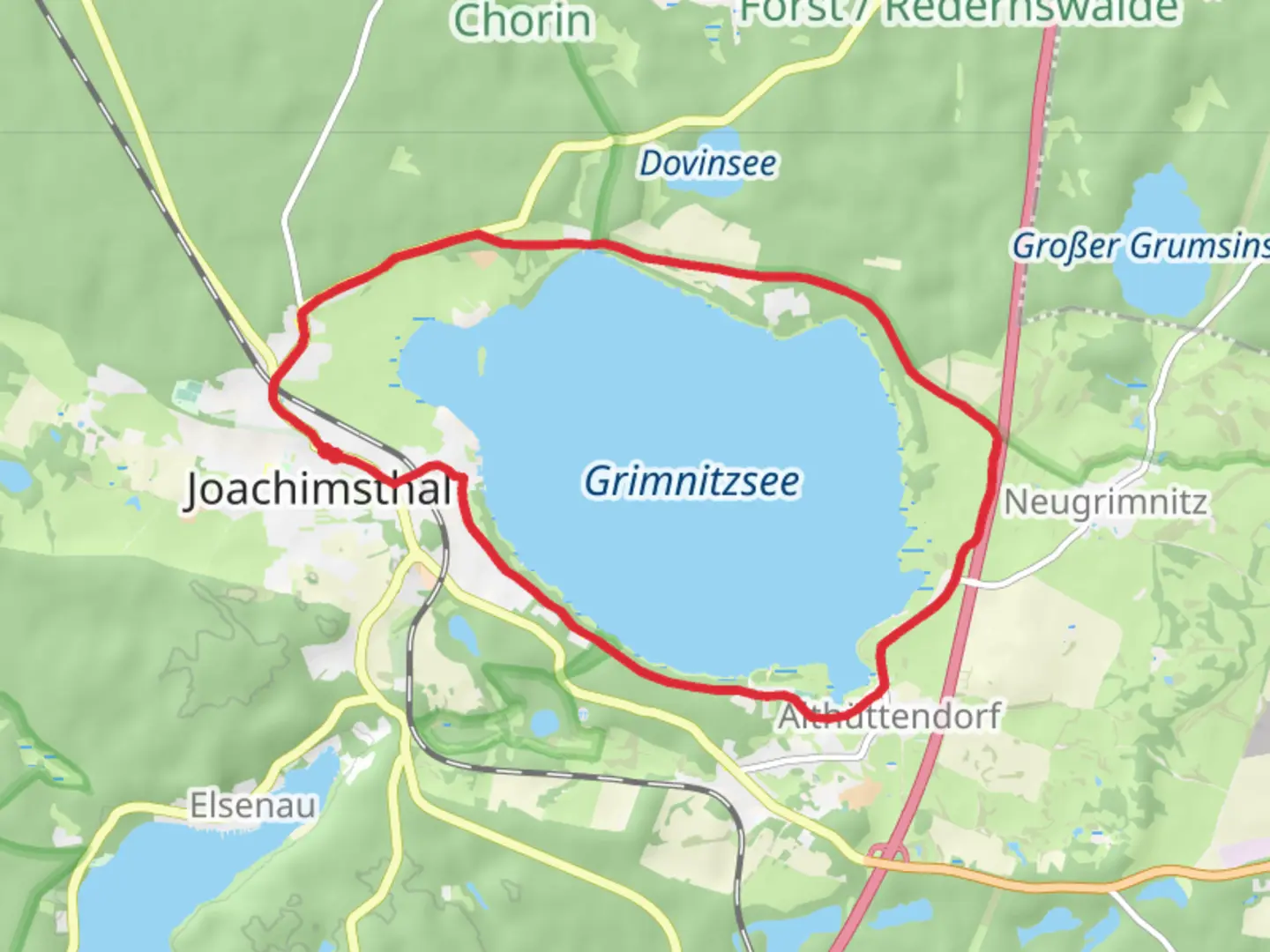 An image depicting the trail Rundweg Grimnitzsee and its surrounding area.
