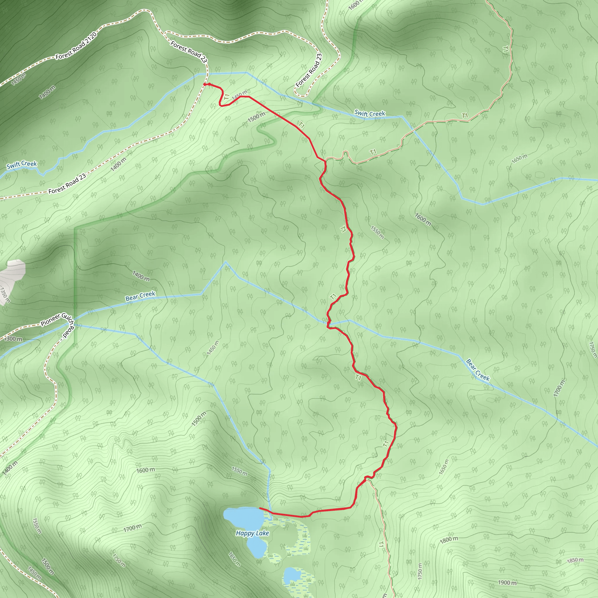 Happy Lake via Diamond Peak Trail mobile static map