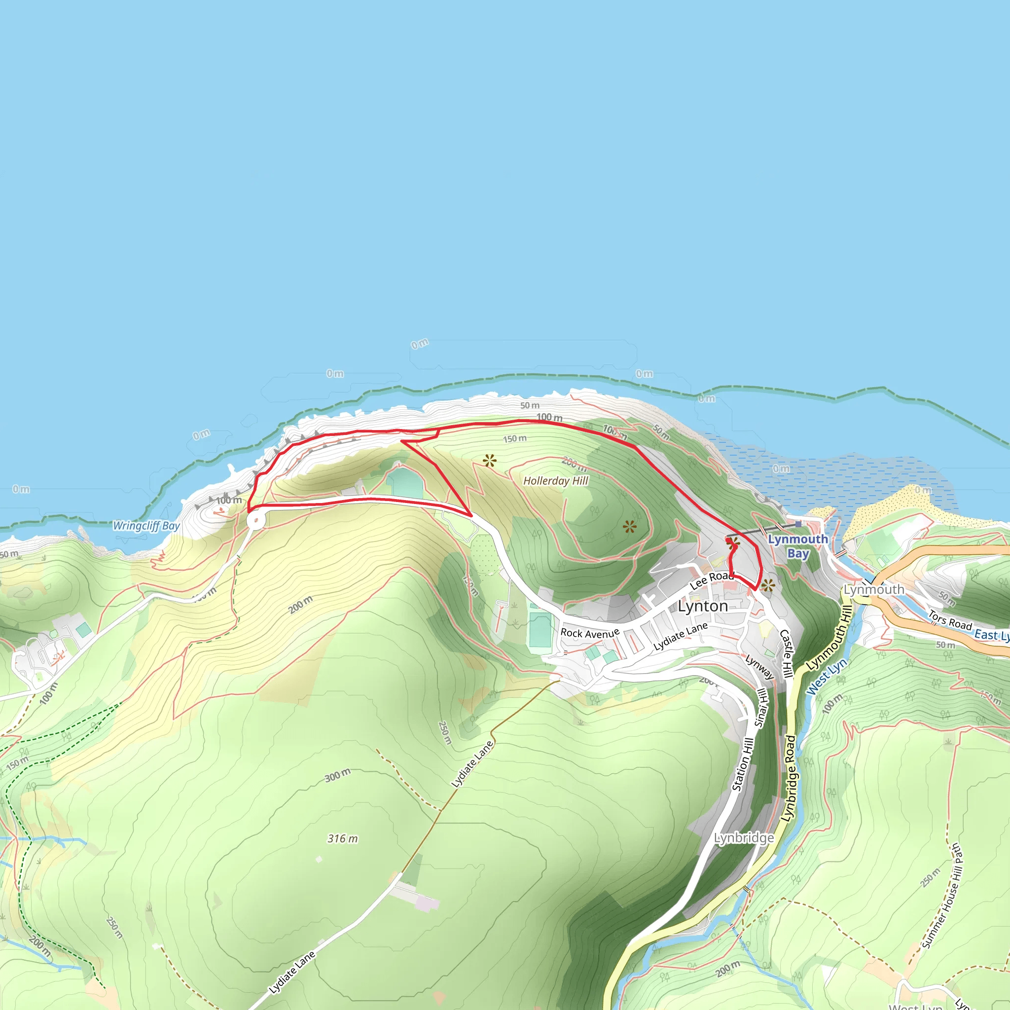 Lynton and the Valley of Rocks Walk mobile static map
