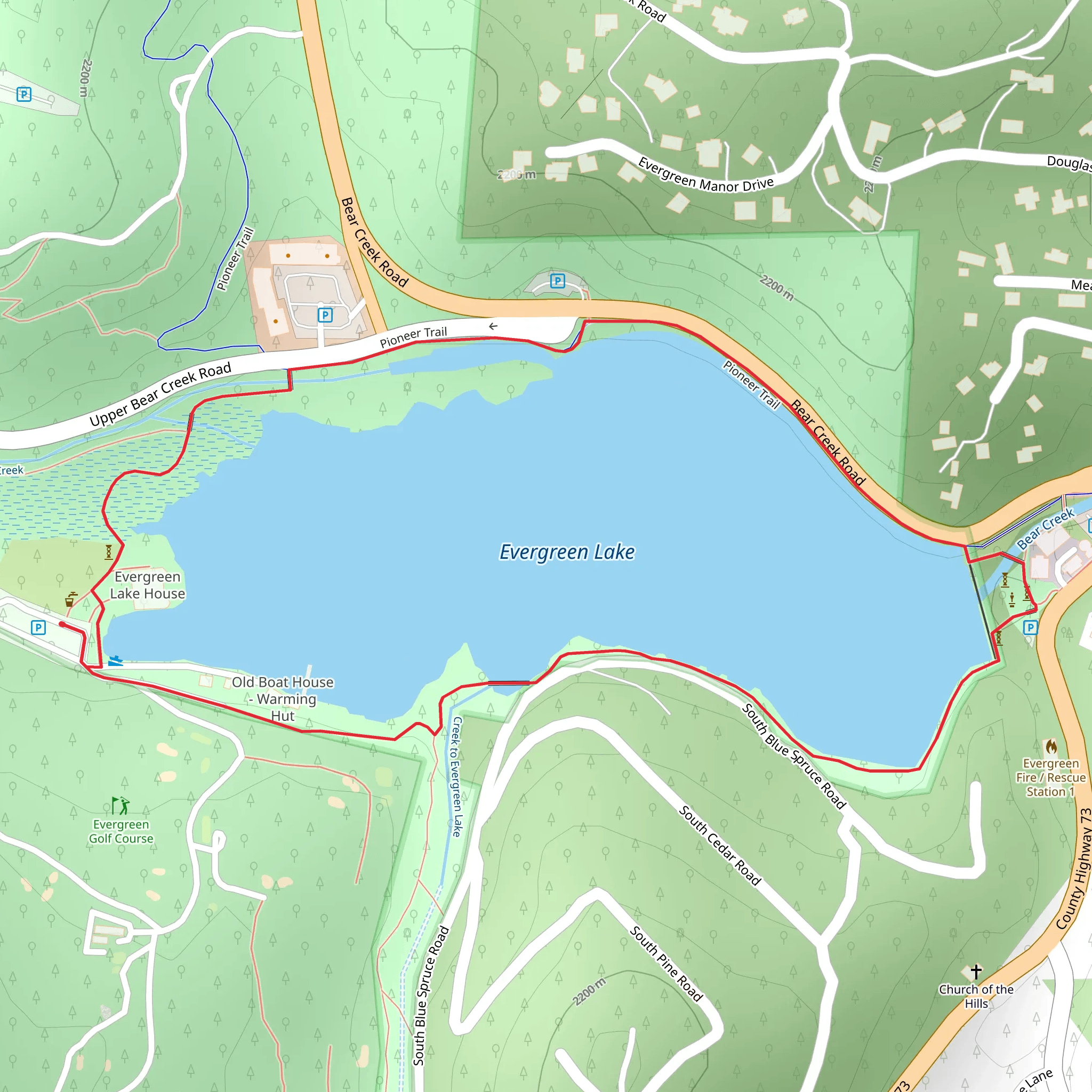 Evergreen Lake Loop mobile static map