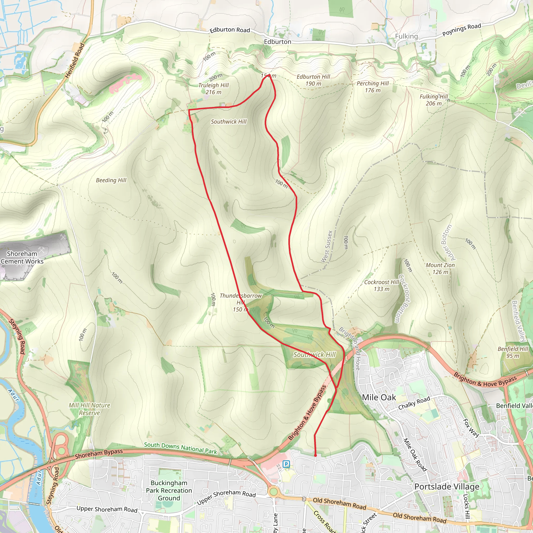 Edburton Hill and Thundersbarrow Hill Loop mobile static map