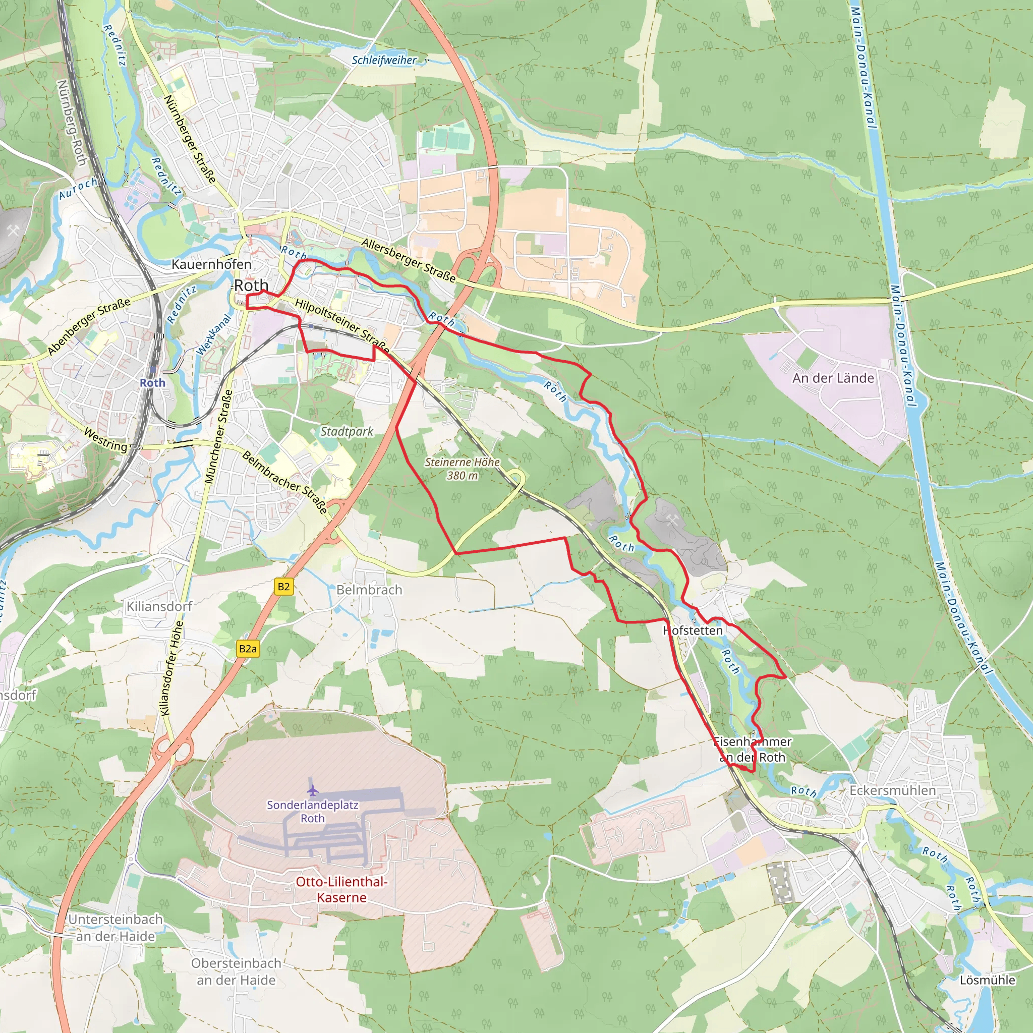 Hofstetten, Schloss Ratibor and River Roth Loop mobile static map