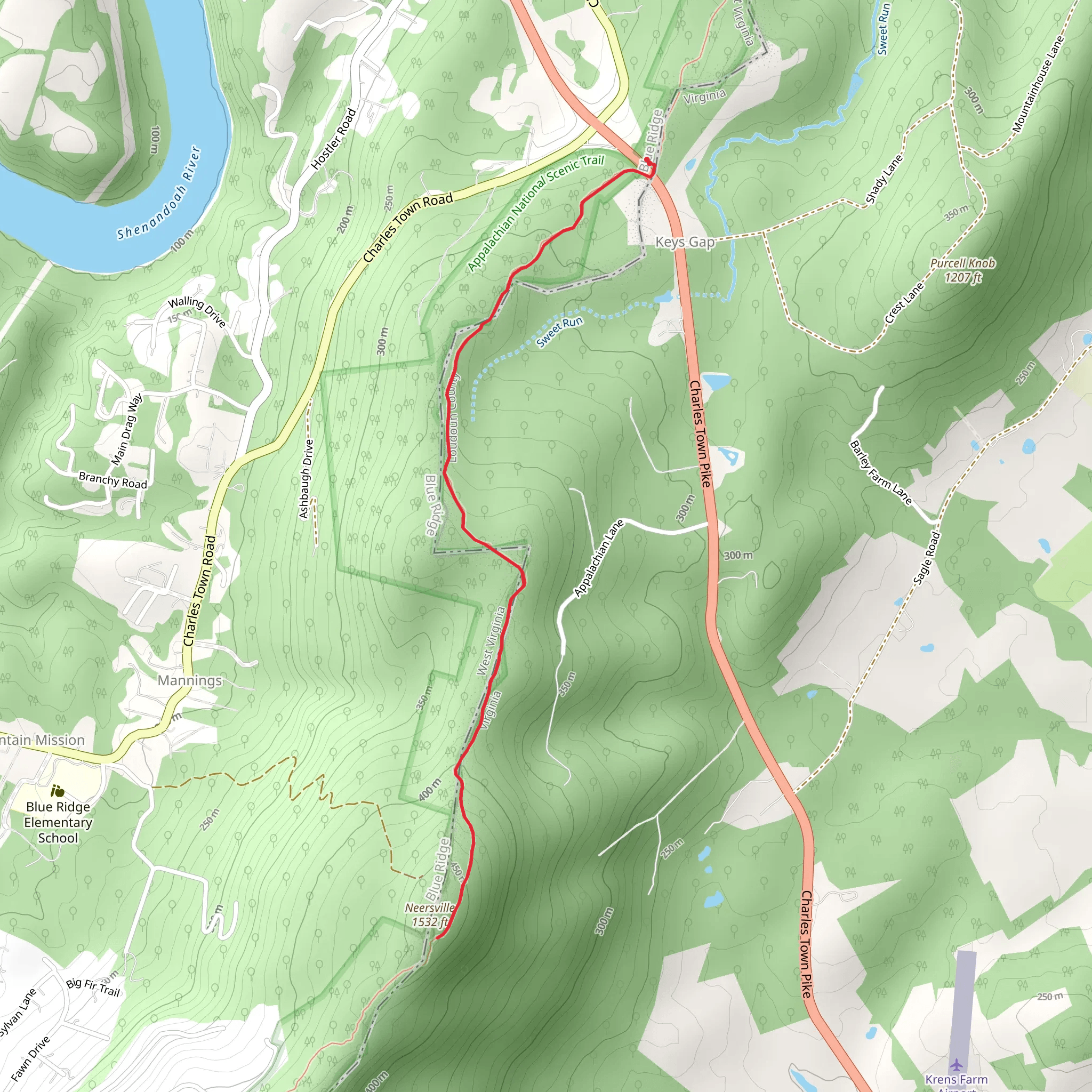 Neersville via Appalachian Trail mobile static map