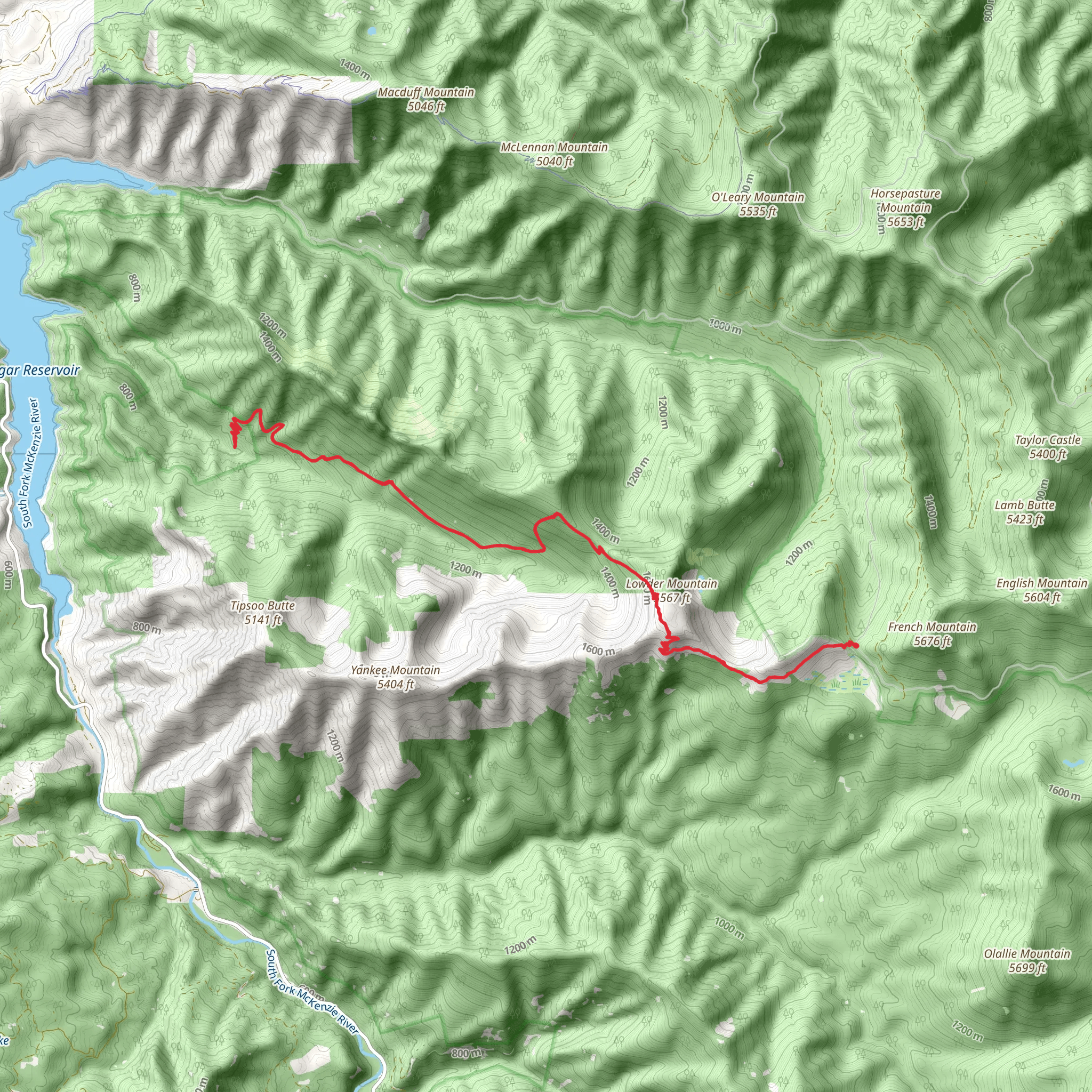 Walker Creek via Lowder Mountain Trail mobile static map