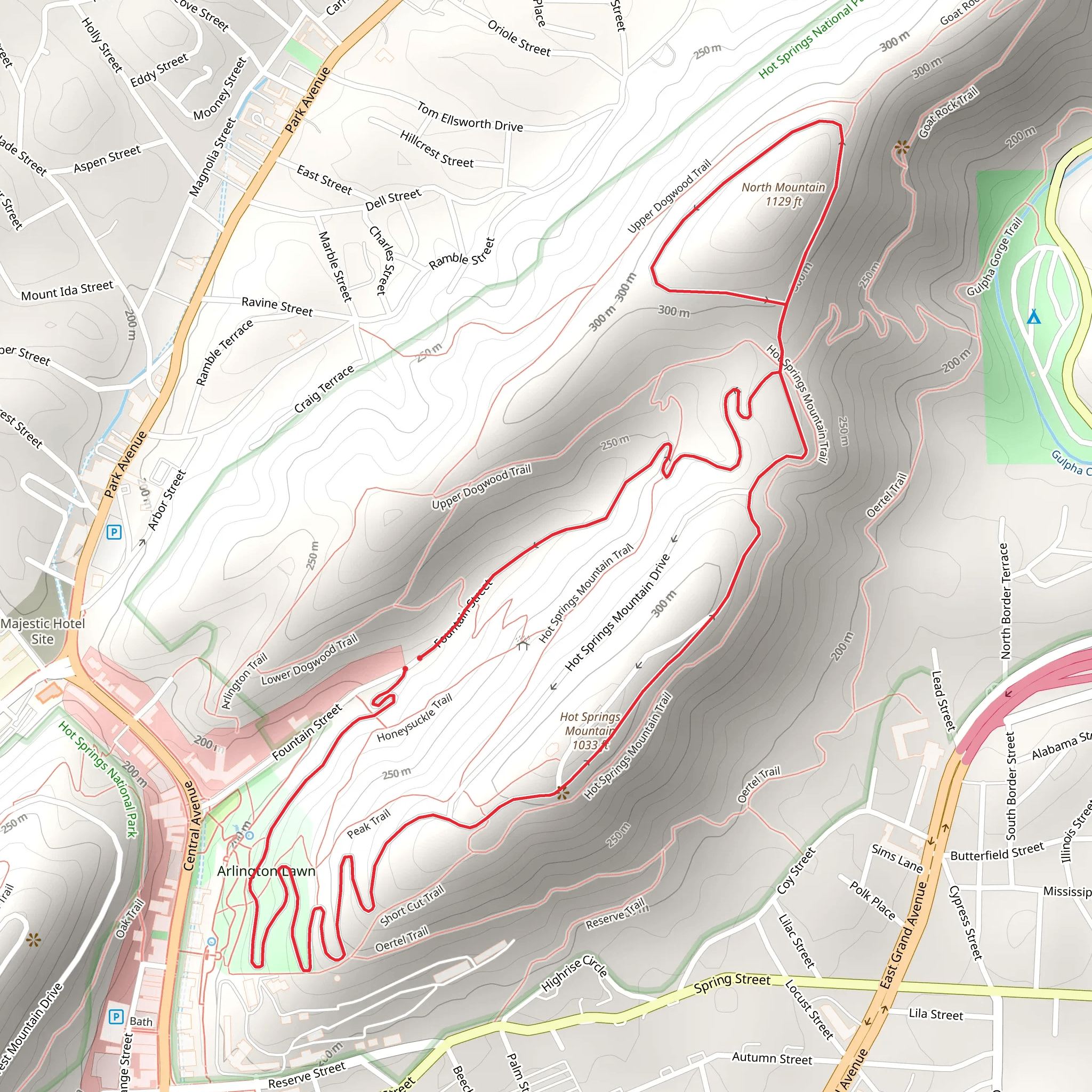Hot Springs Mountain Trail and North Mountain Loop mobile static map
