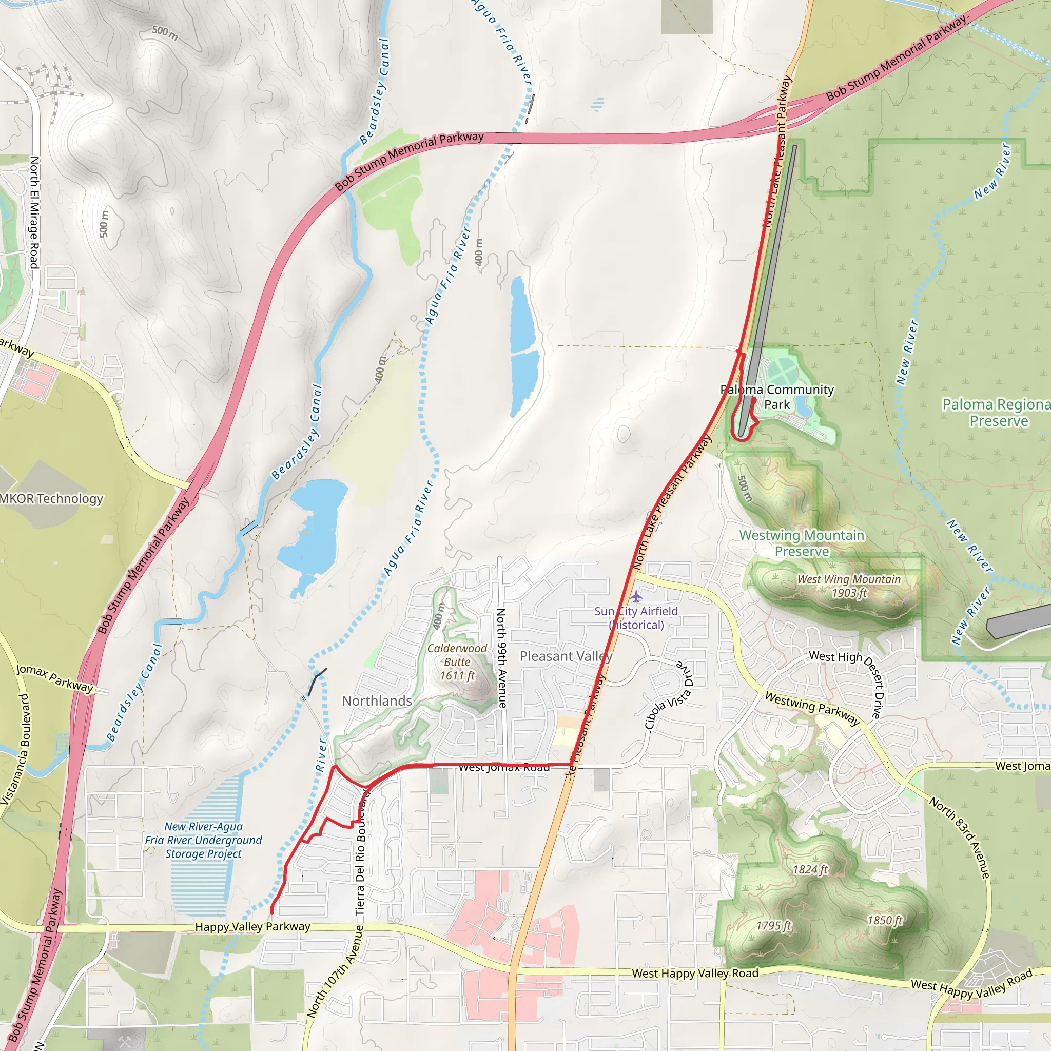 Agua Fria River via Maricopa Trail mobile static map
