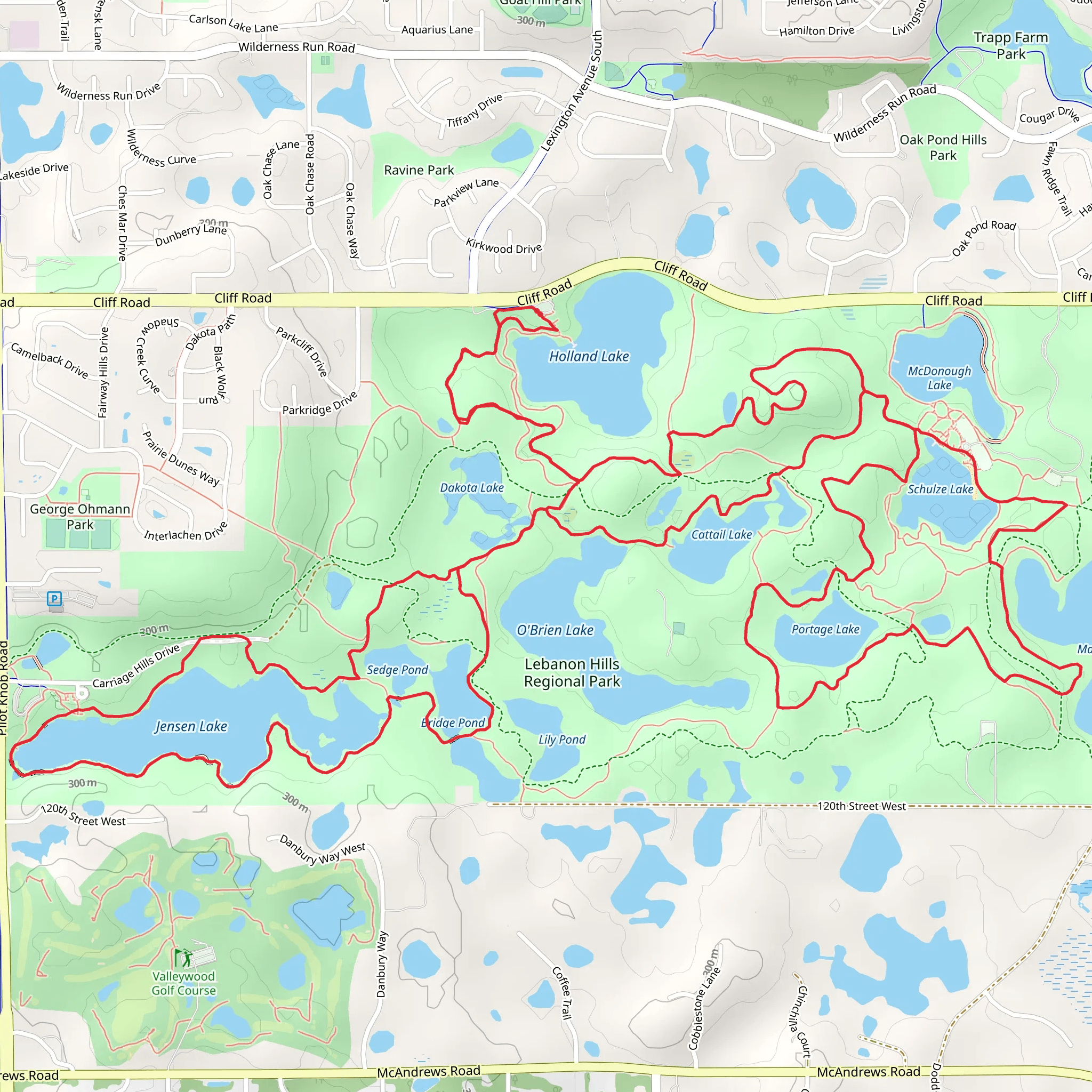 Holland Lake, Schulze Lake, Marsh Lake, Portage Lake and Jensen Lake Loop mobile static map