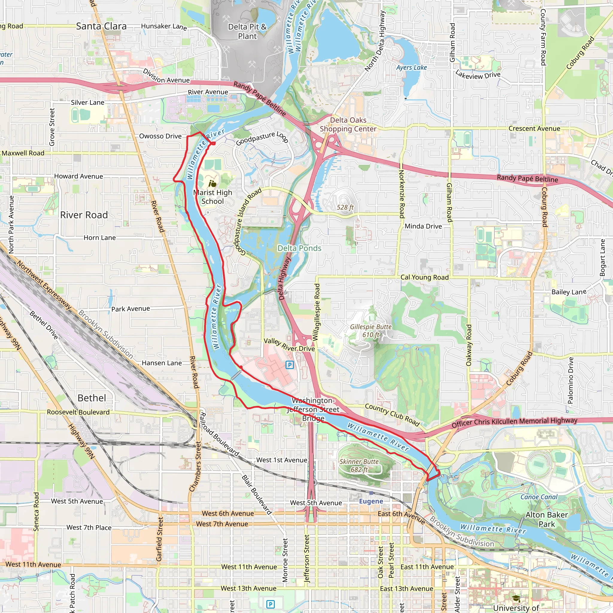 South and East Bank Path Loop mobile static map