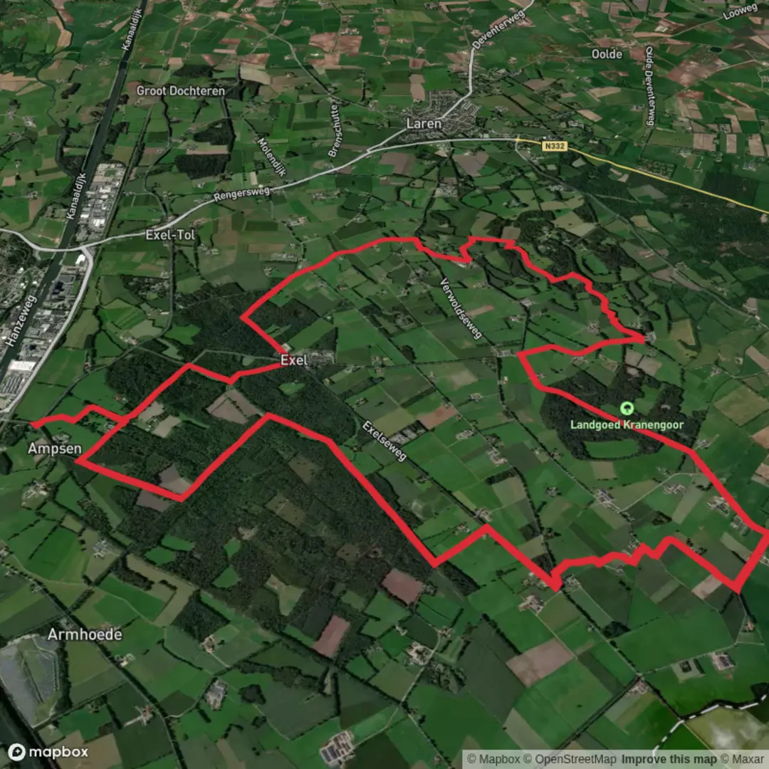 An image depicting the trail Rondje Exel Loop and its surrounding area.