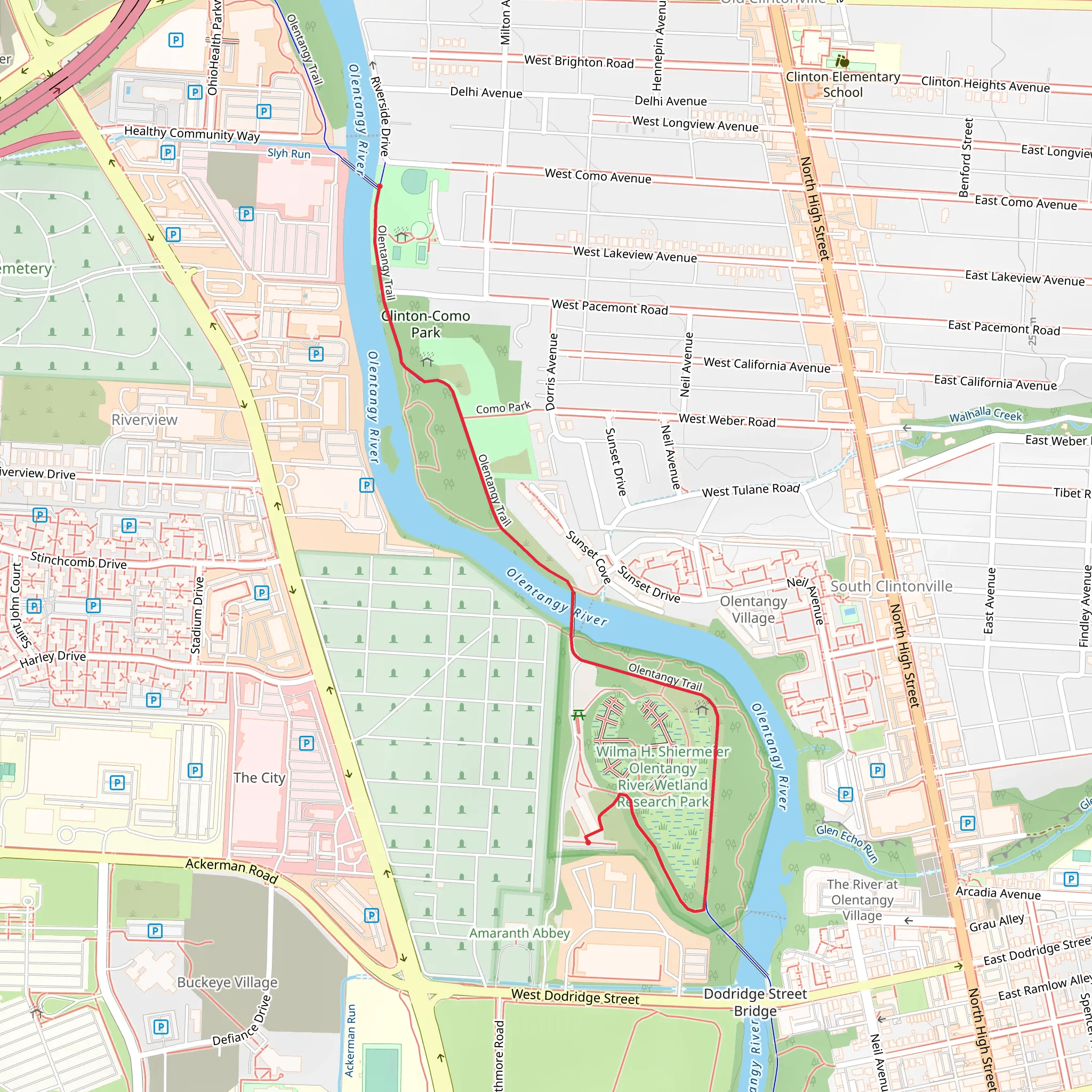 Olentangy Trail mobile static map