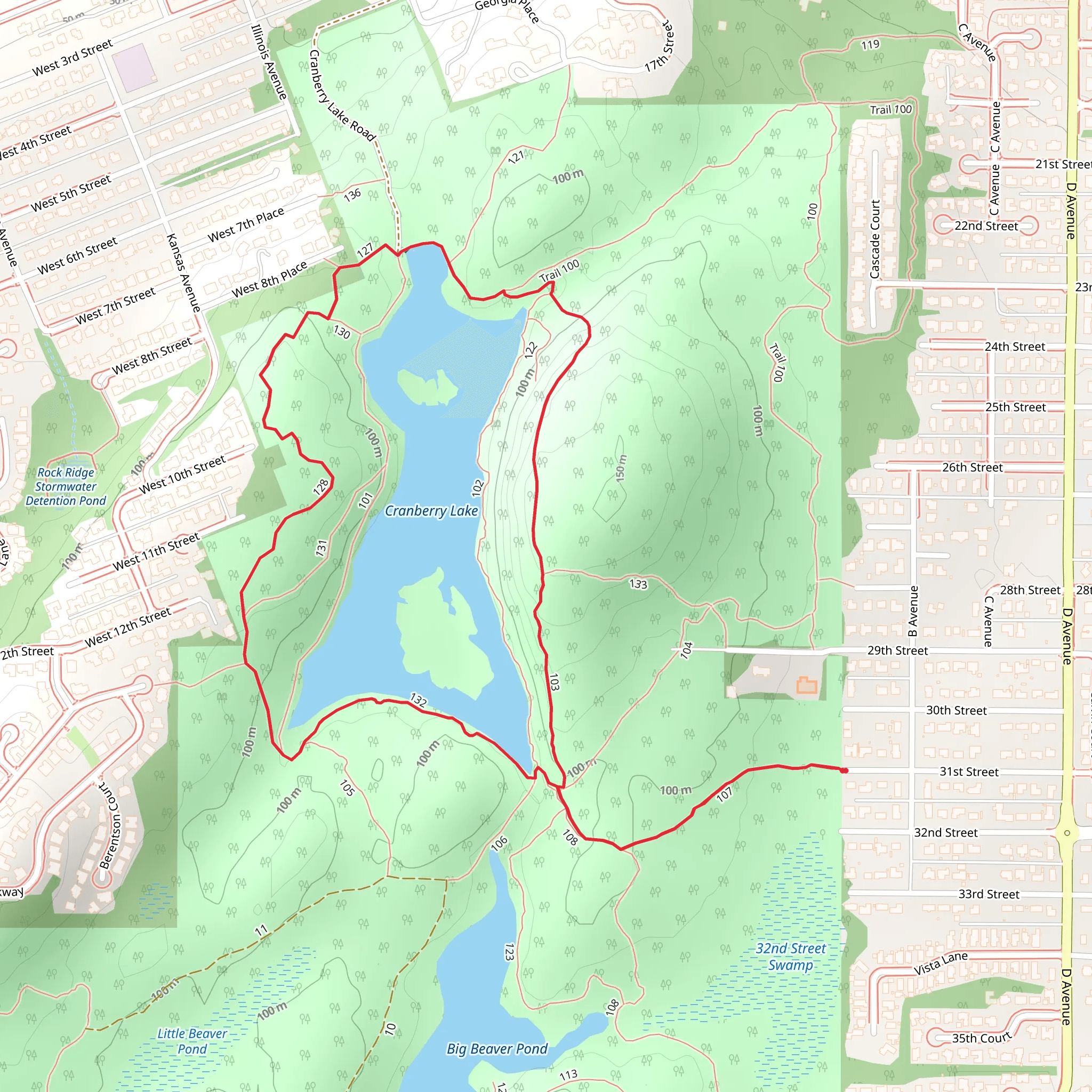 Cranberry Lake Loop from 31st Street mobile static map