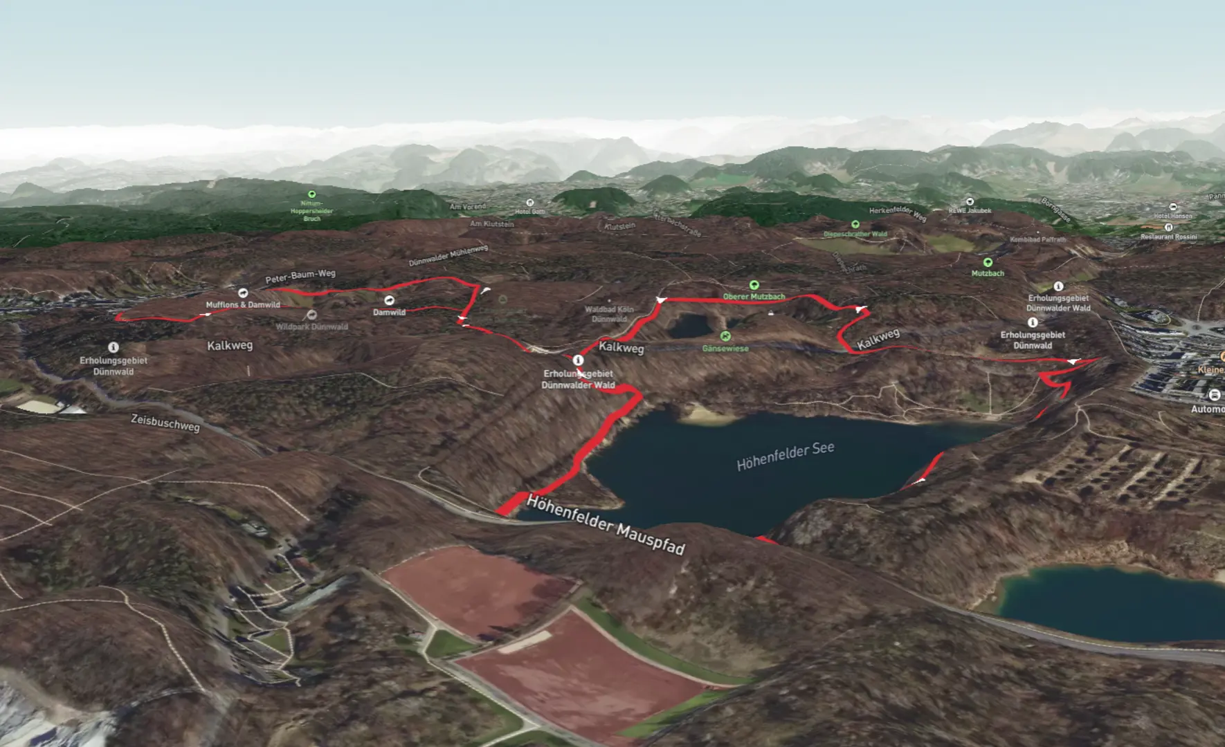 An image depicting the trail Höhenfelder See and Kuehzaehl via radevormwald and its surrounding area.