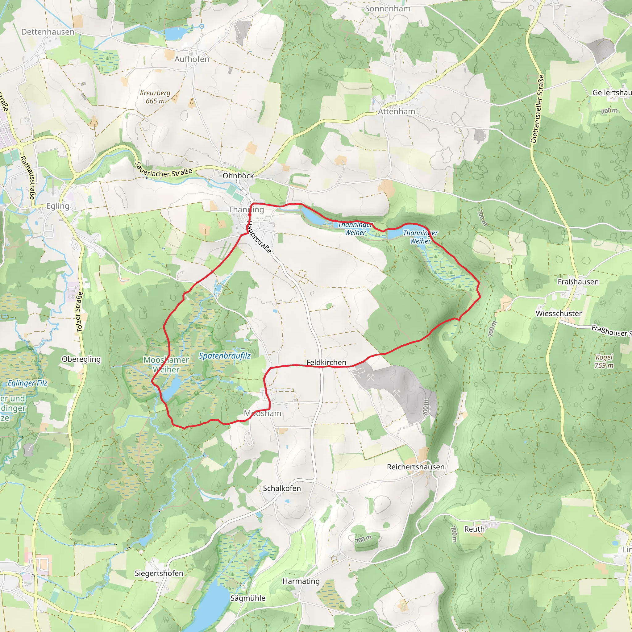 Thanning to Feldkirchen Loop via Thanninger Weiher mobile static map