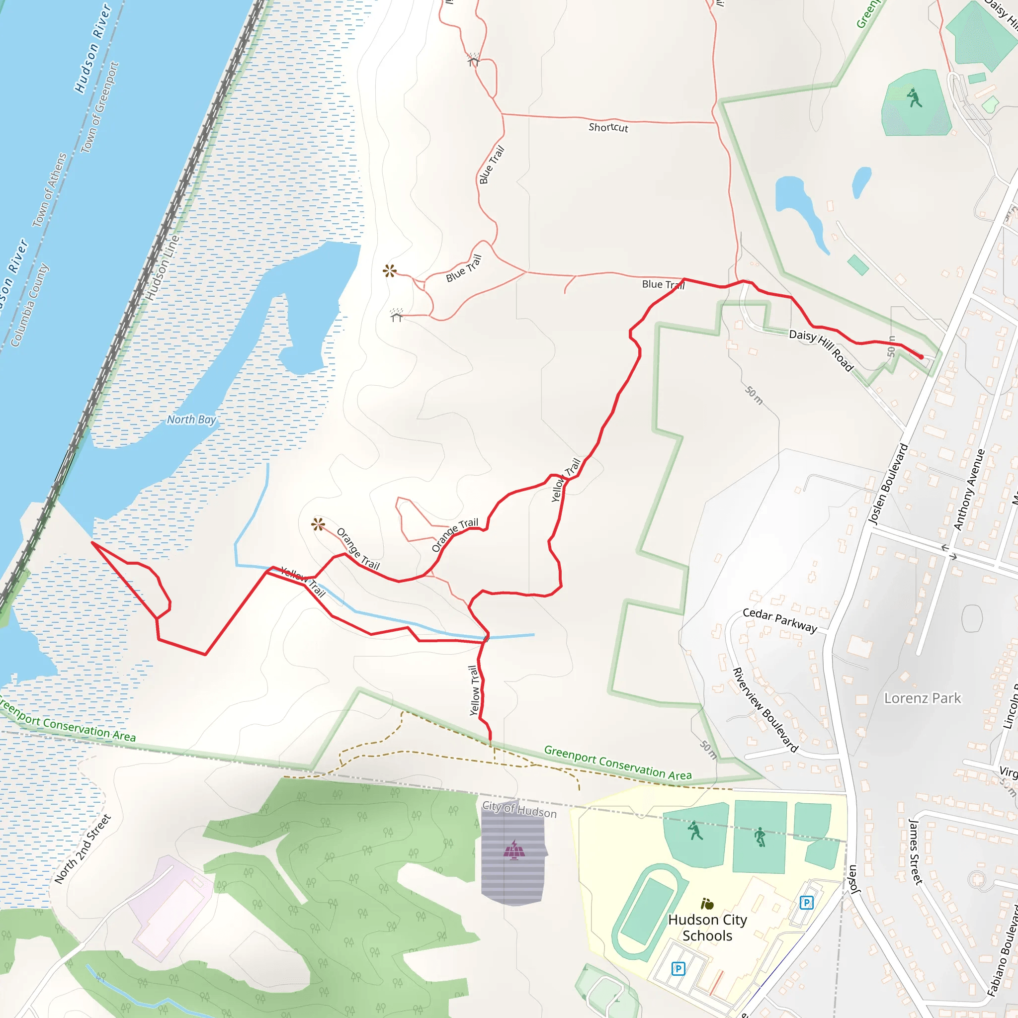 North Bay Loop via Orange and Yellow Trail mobile static map