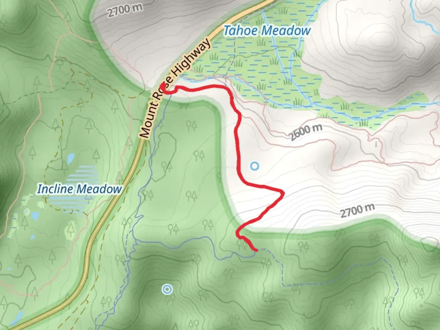 An image depicting the trail Mount Rose Highway and its surrounding area.