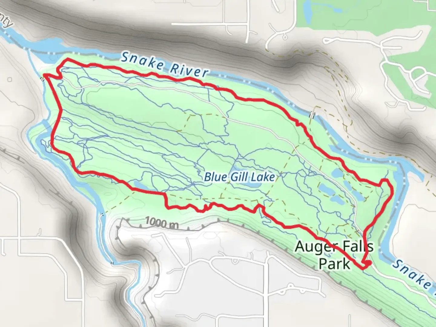 An image depicting the trail Rock Creek and Snake River Loop and its surrounding area.