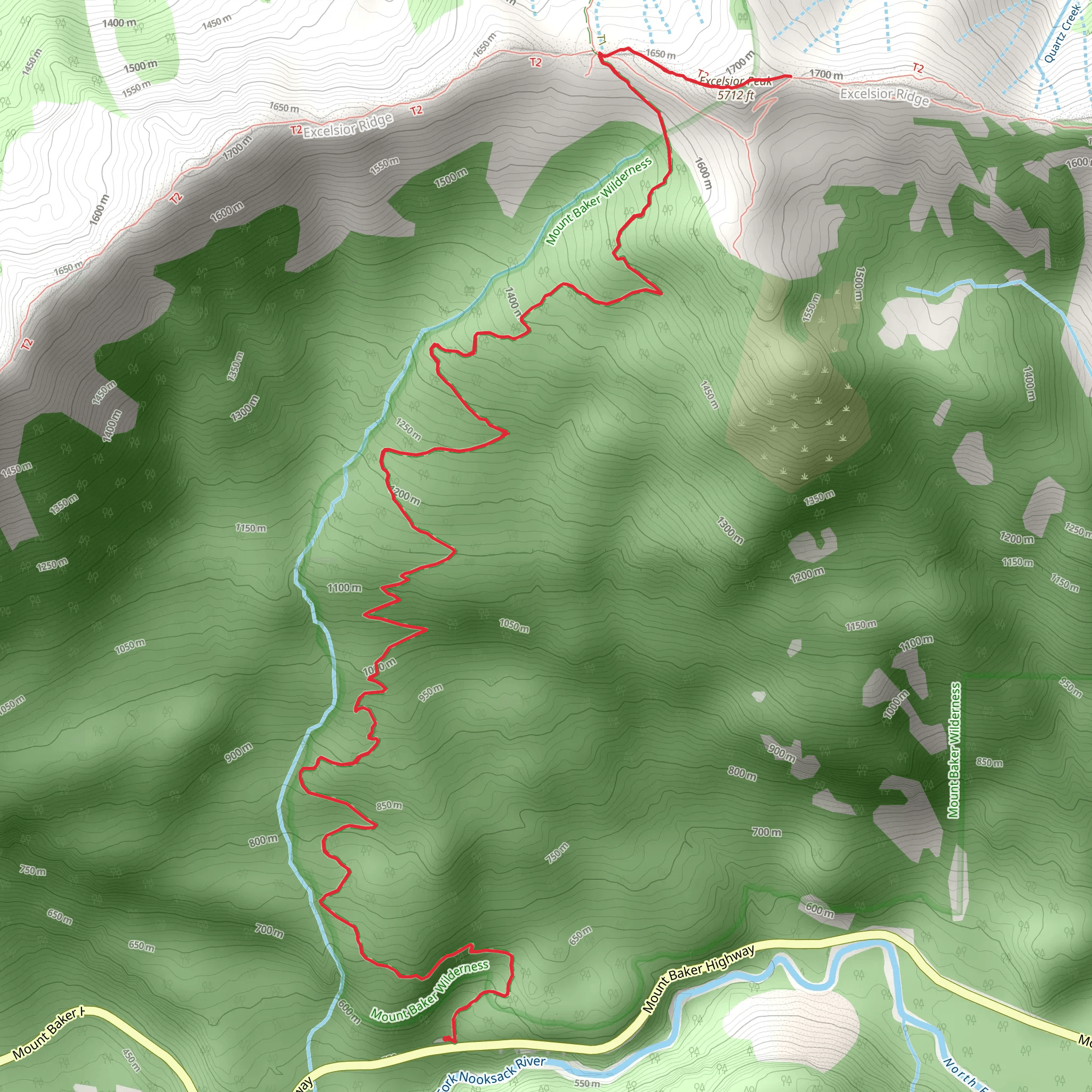 Excelsior Peak Trail mobile static map