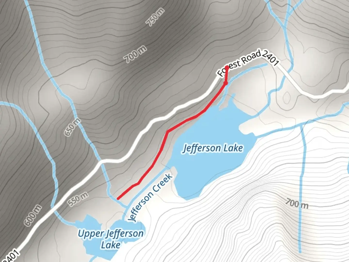 An image depicting the trail Jefferson Lake Trail and its surrounding area.