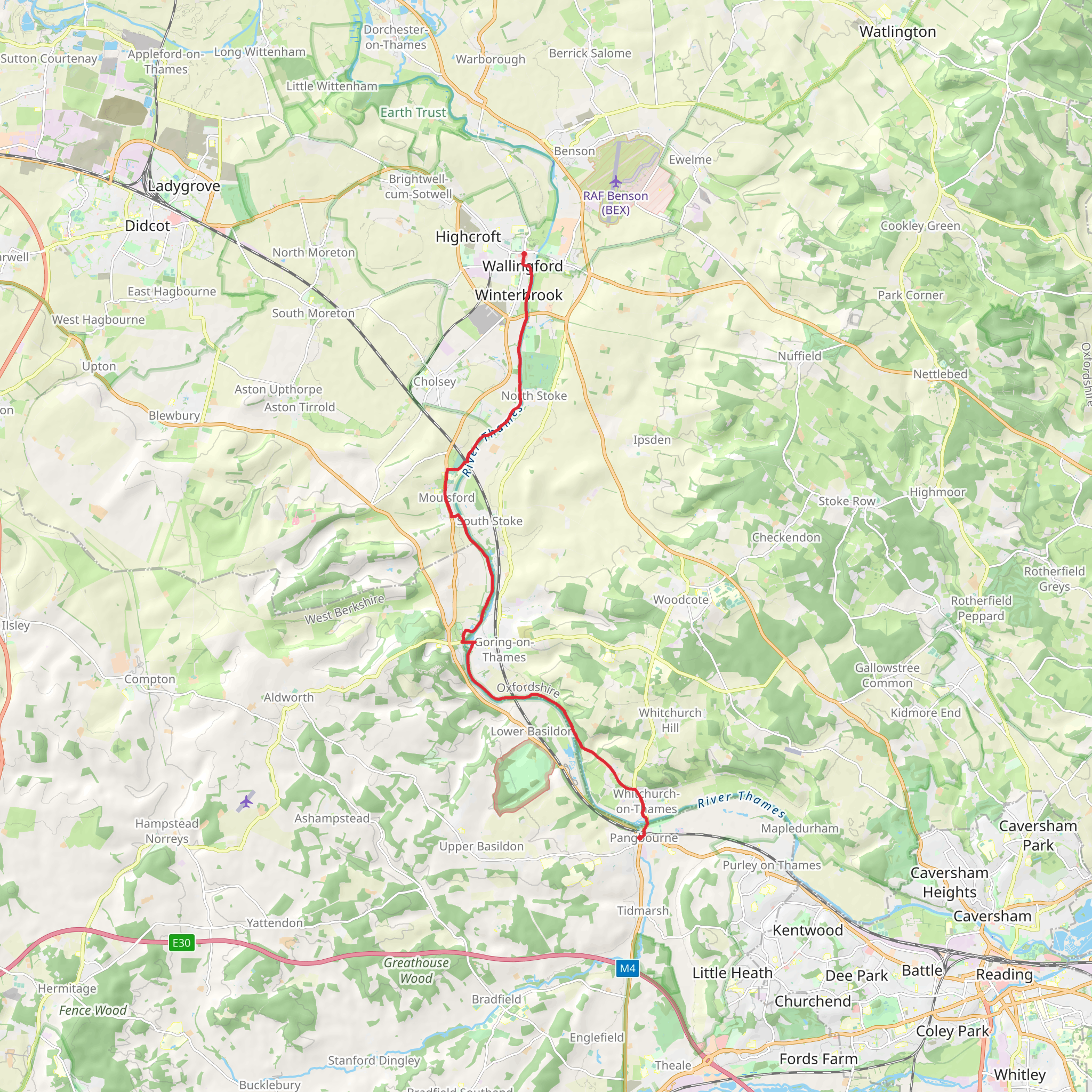 Wallingford to Pangbourne Walk mobile static map