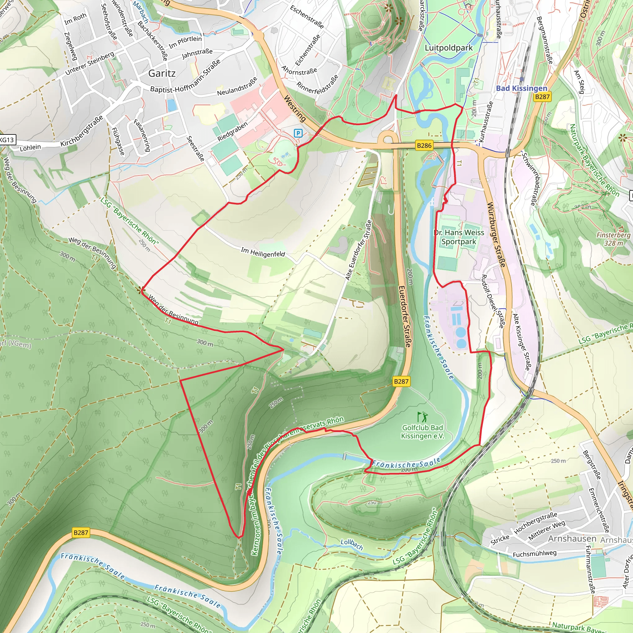 Kissinger Runde and Rhoenrundweg Saaletal mobile static map