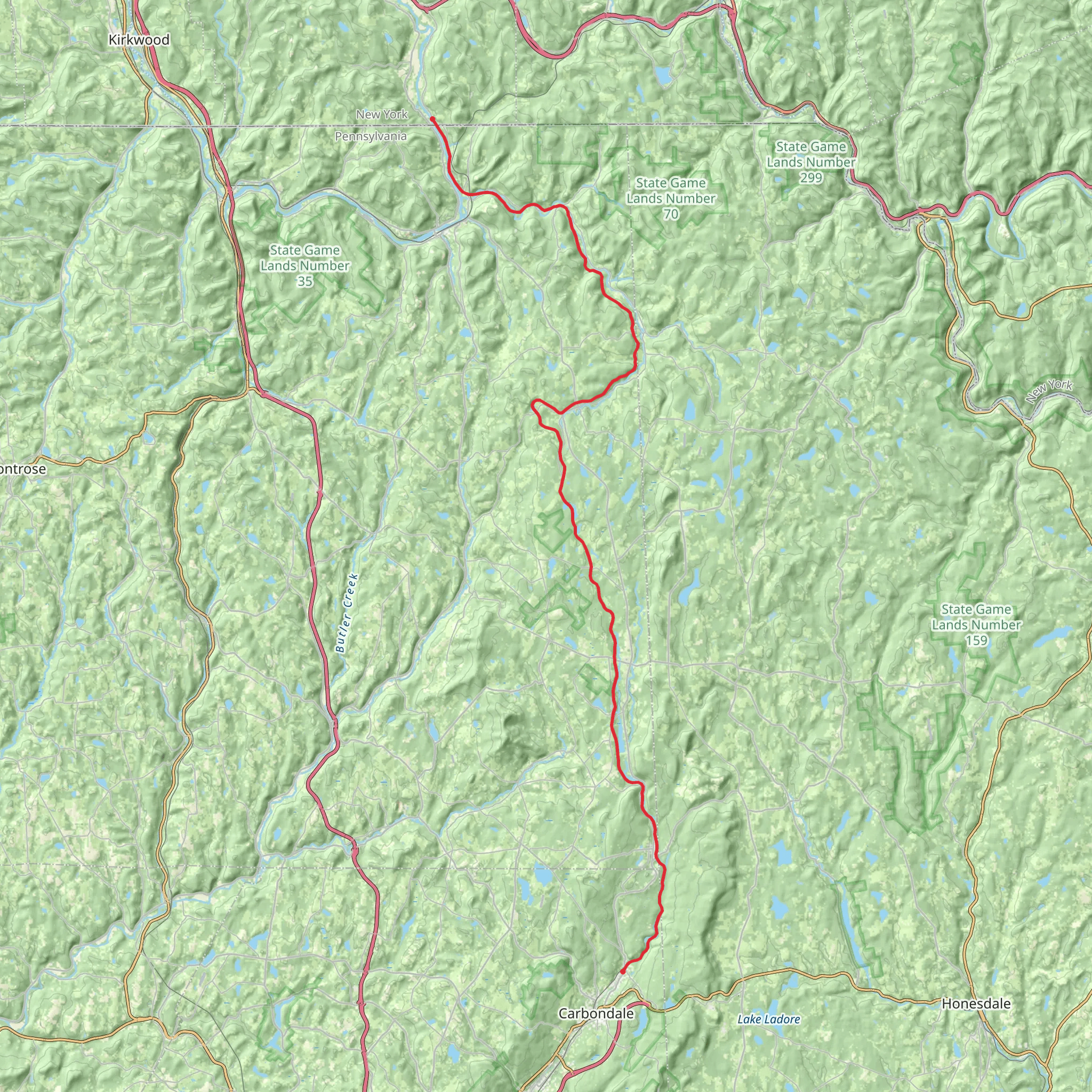 Simpson To Cascade Valley Via Lackawanna River mobile static map