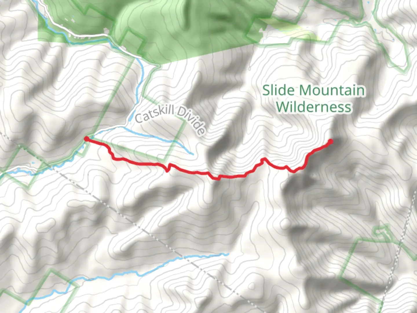 An image depicting the trail Wittenberg Mountain via Wittenberg - Cornell - Slide Trail and its surrounding area.