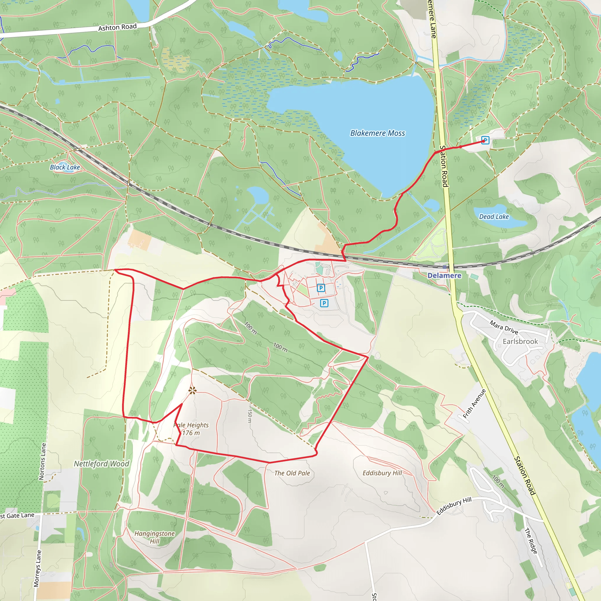 Delamere Forest Loop via Blakemere Moss mobile static map