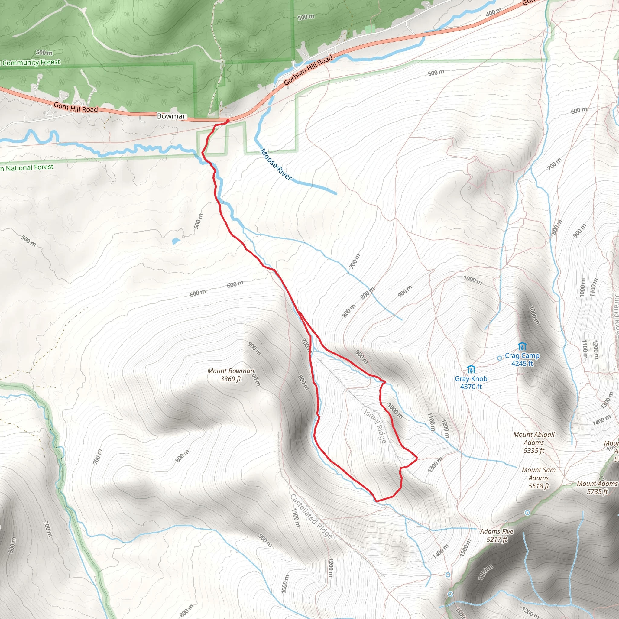 Israel Ridge Path via Castle Ravine Trail mobile static map