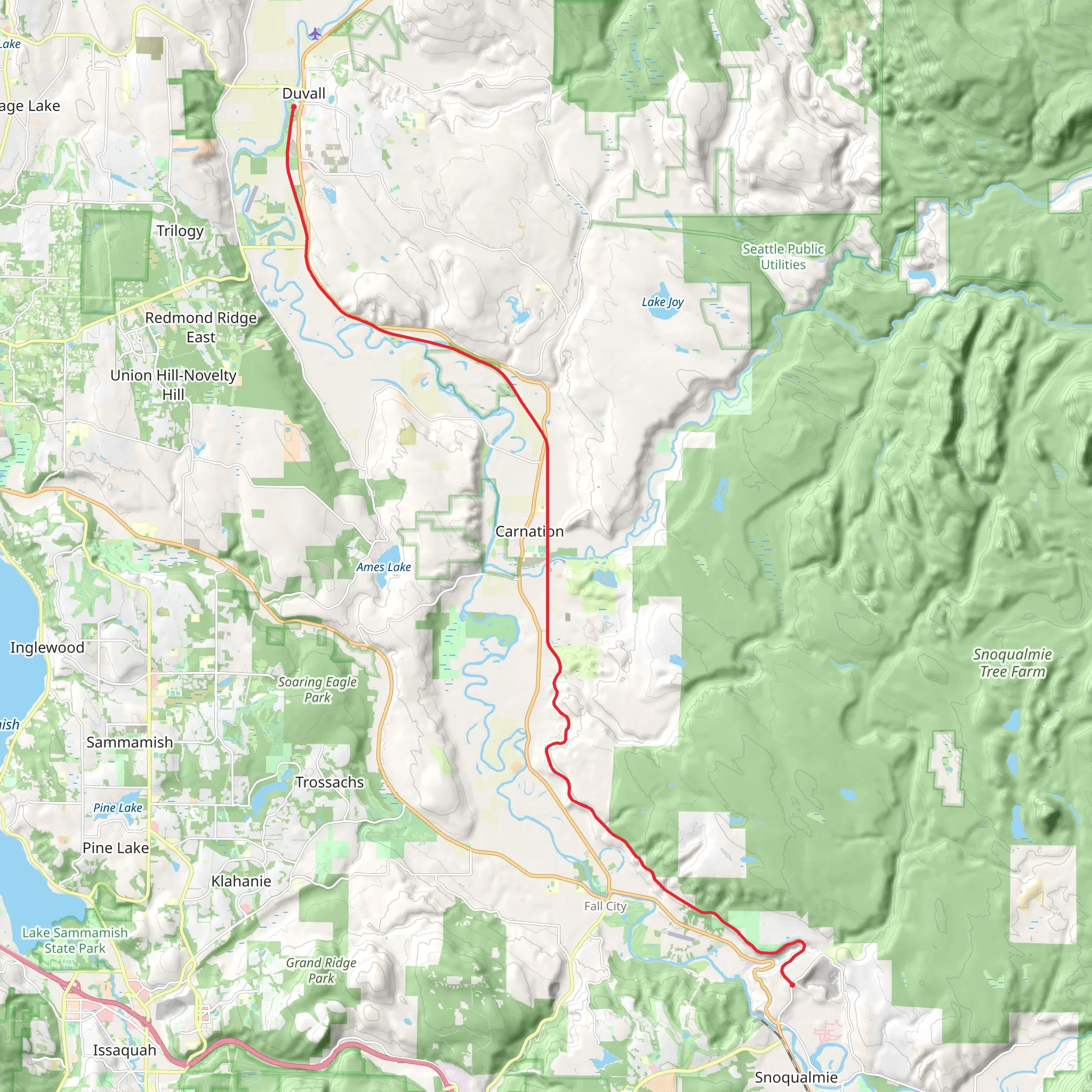 Snoqualmie Valley Trail mobile static map