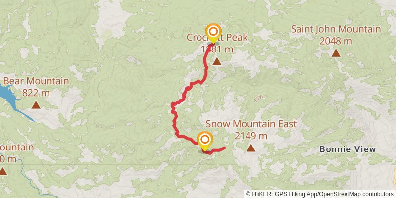 Crooked Tree Trail via West Crockett Trail stage 2 Map