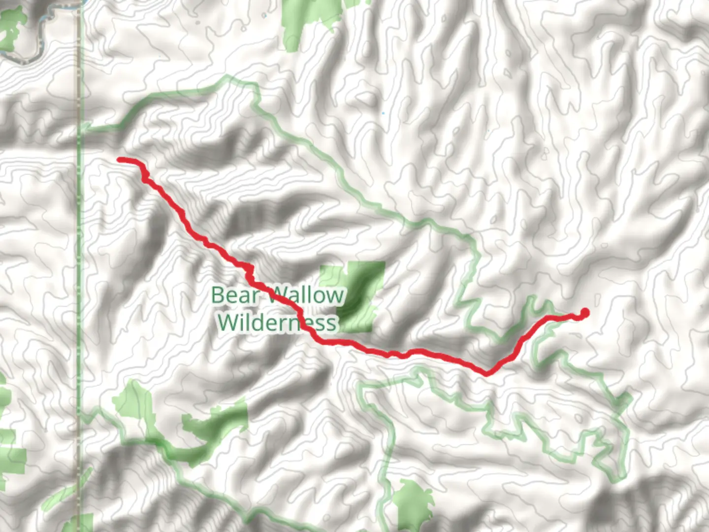 An image depicting the trail Bear Wallow Trail from Black River Road and its surrounding area.