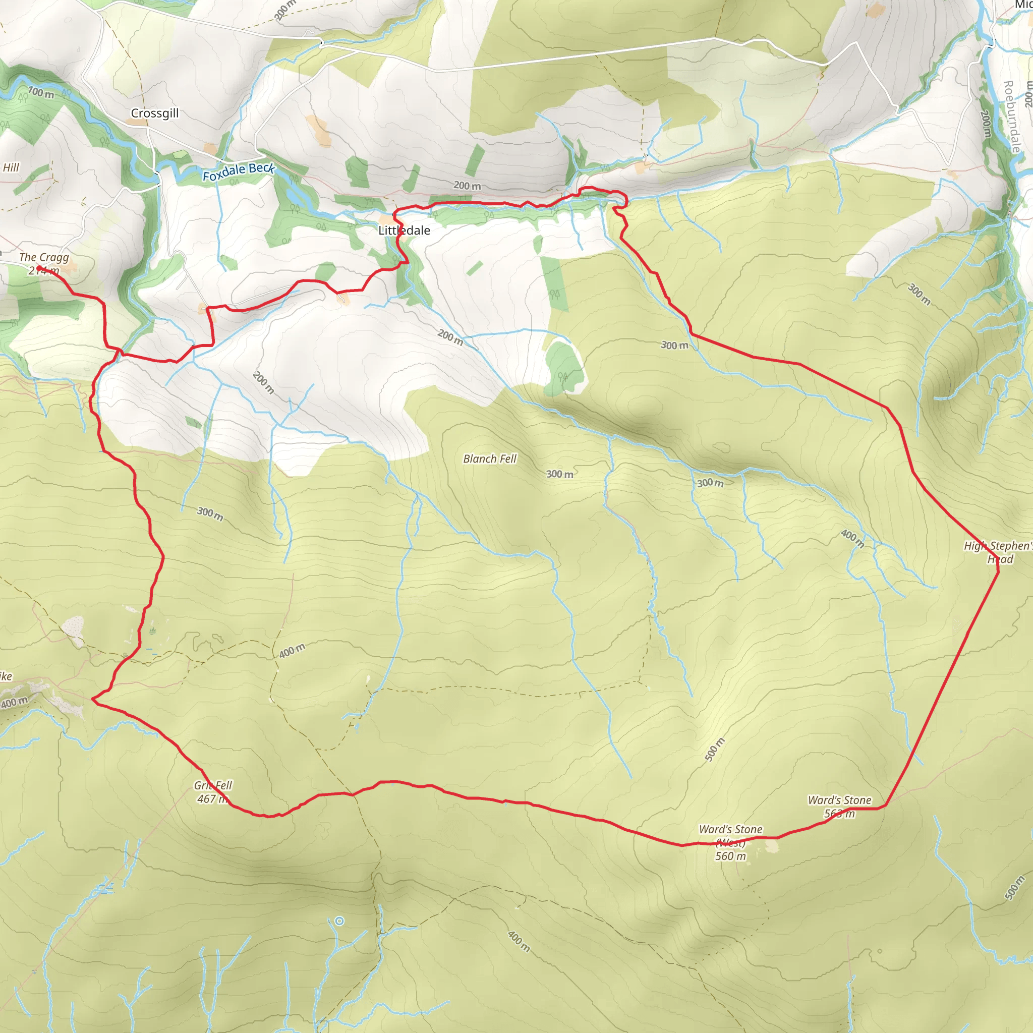 Grit Fell and Ward's Stone Loop - Littledale mobile static map