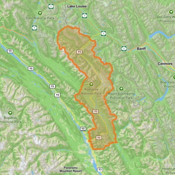 Kootenay National Park of Canada mobile static map