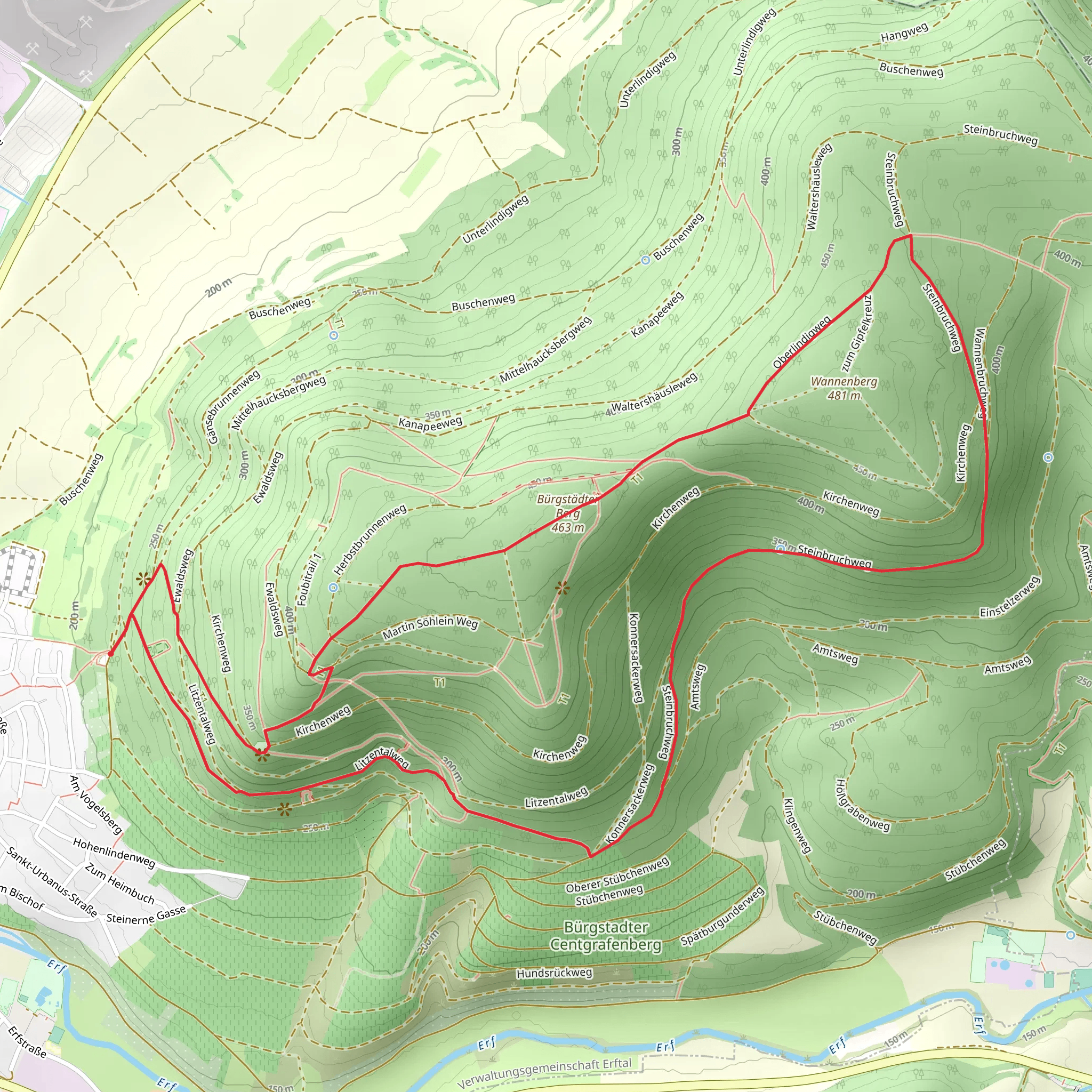 Bürgstadter Berg via Nibelungensteig and Buergstast mobile static map