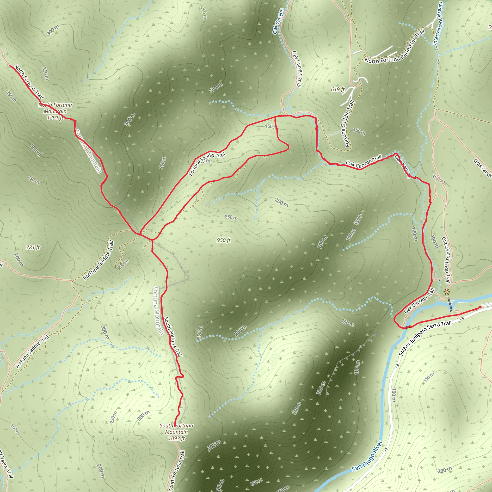 North Fortuna, Fortuna Saddle Trail and Oak Canyon Trail mobile static map