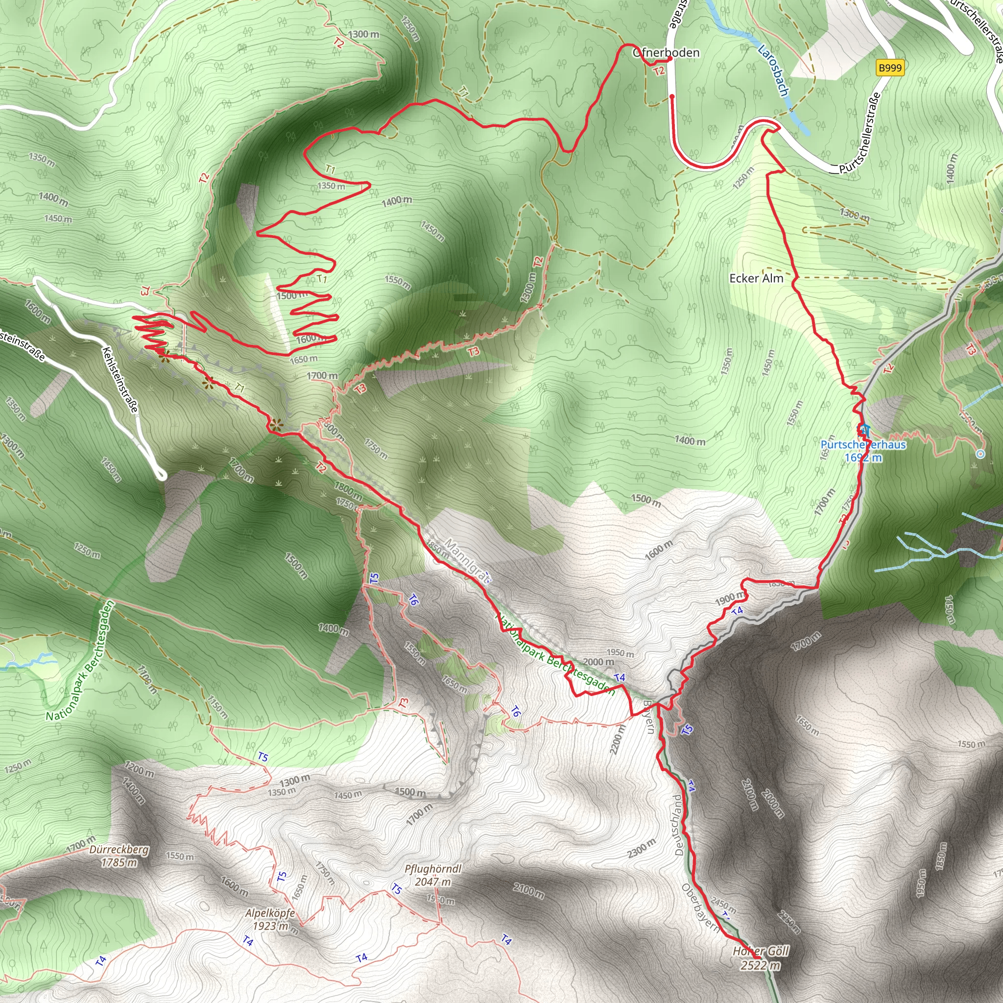 Hoher Goell via Mannlsteig and Schustersteig mobile static map