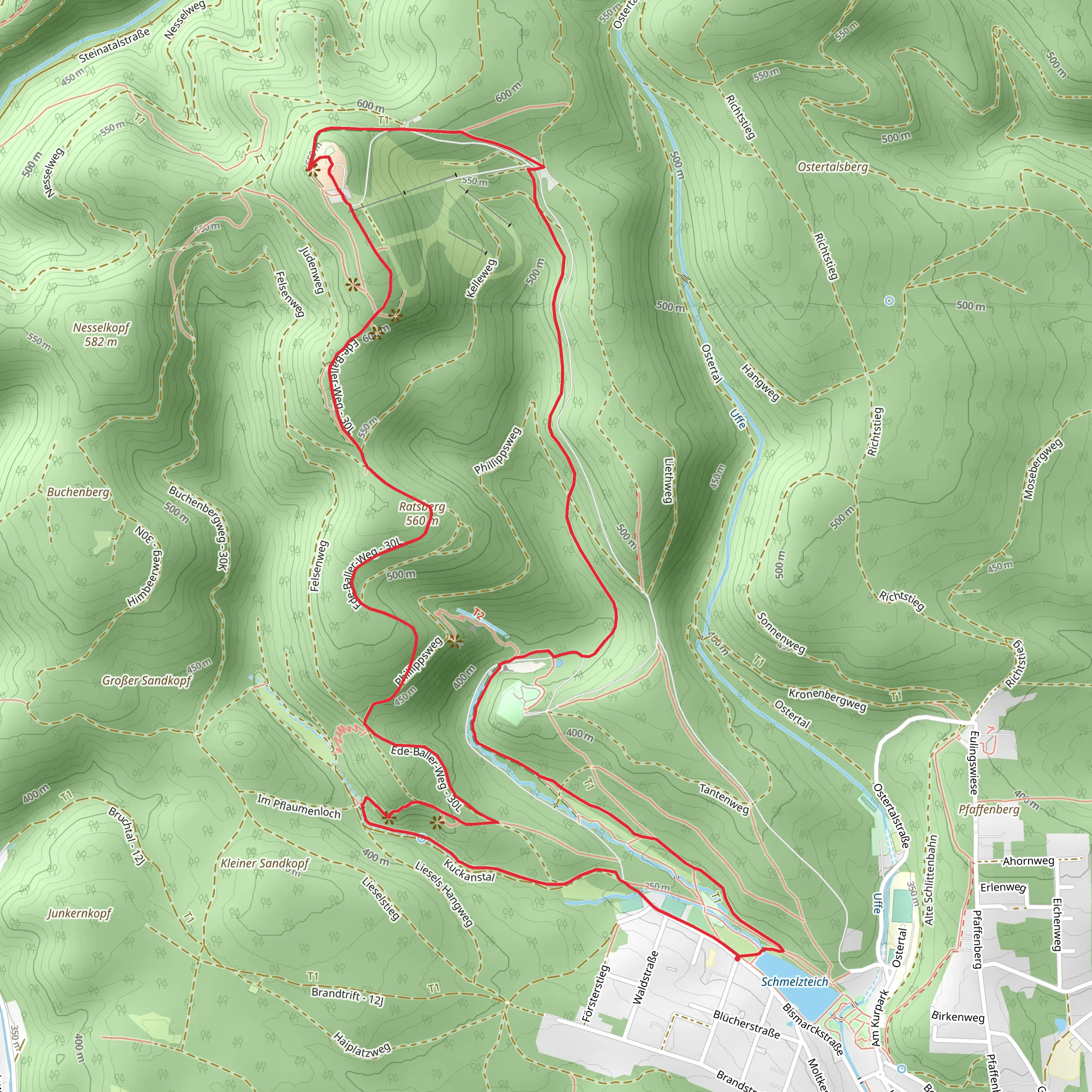 Katzenstein, Marchengrund, Ravensberg and Ratsberg Loop via Karlsfelsen mobile static map