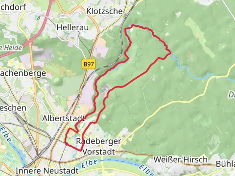 Alaunplatz and Dresdner Heide Loop via Priebnitz