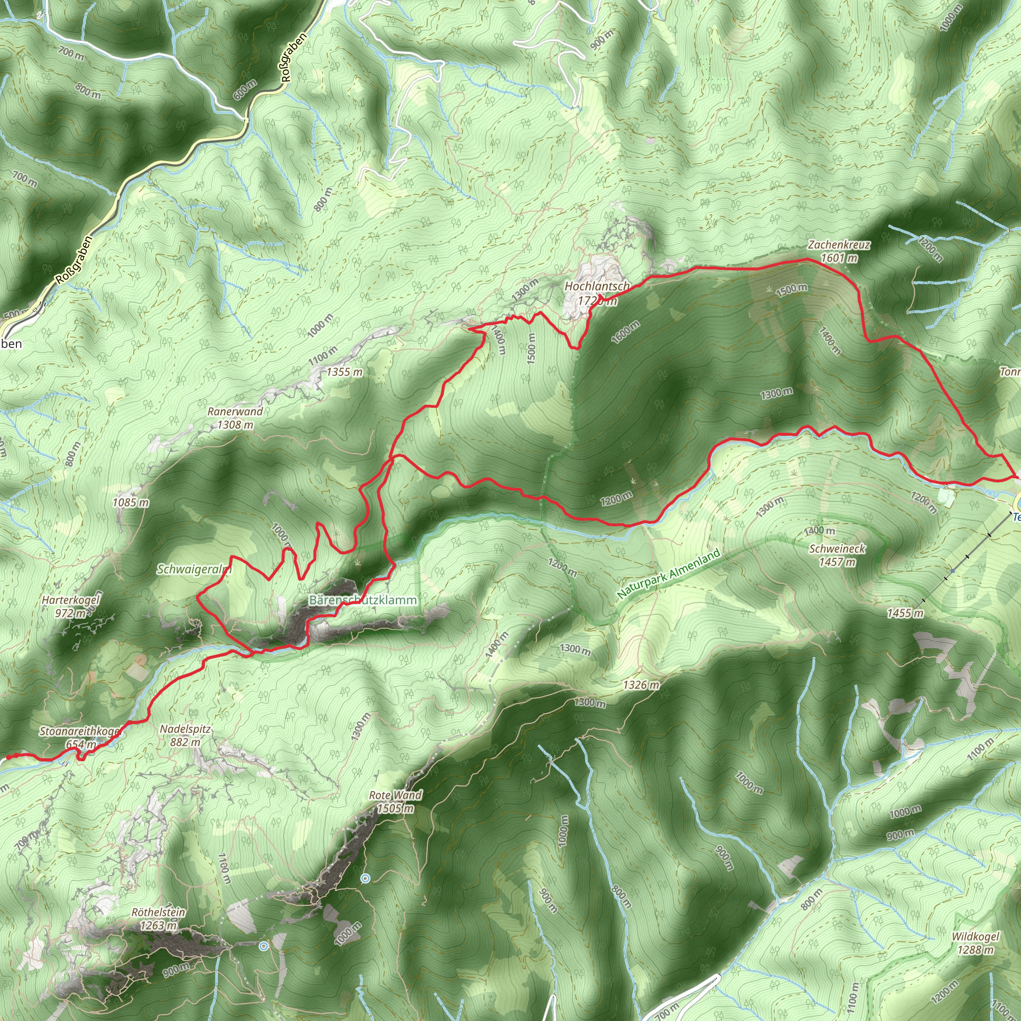 Bärenschützklamm to Hochlantsch mobile static map