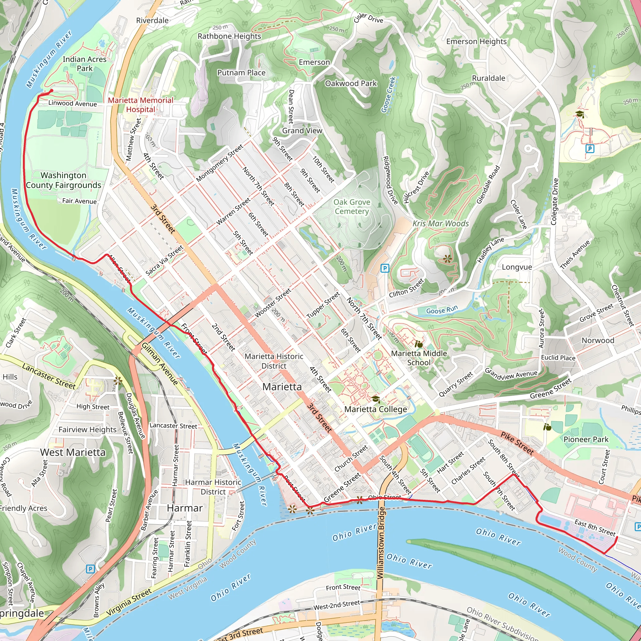 Muskingum River Walk mobile static map