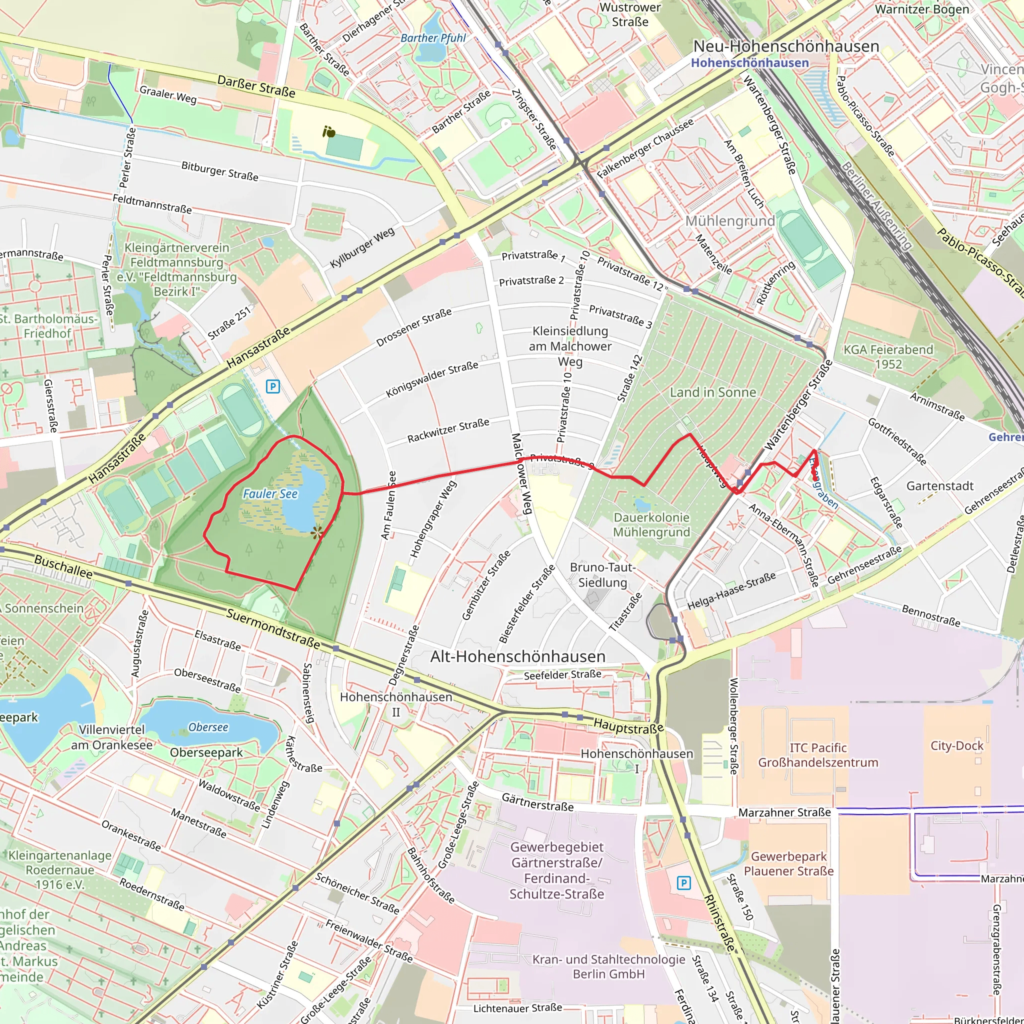 NSG Fauler See Loop via Honower Weg mobile static map