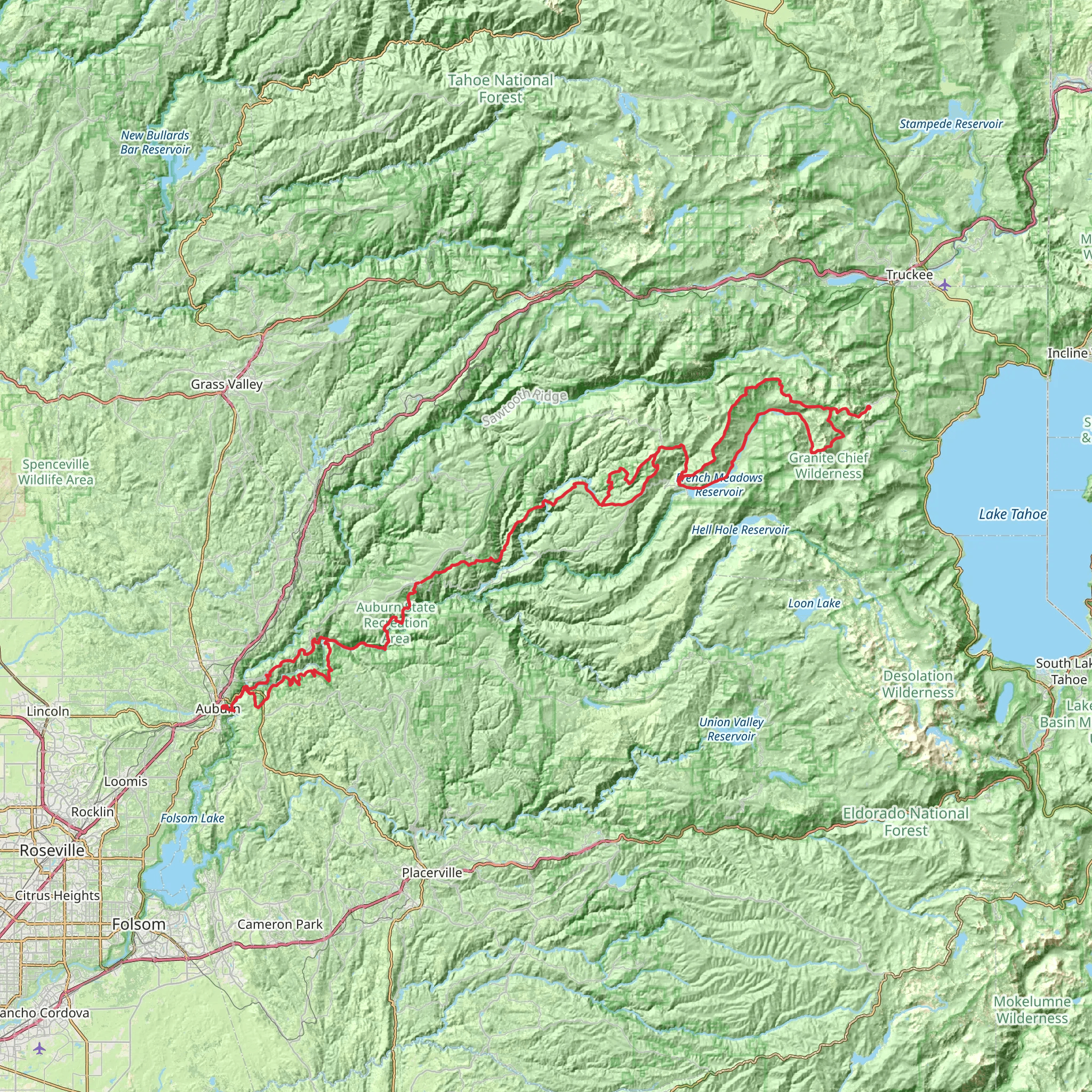 Western States Endurance Run Trail mobile static map