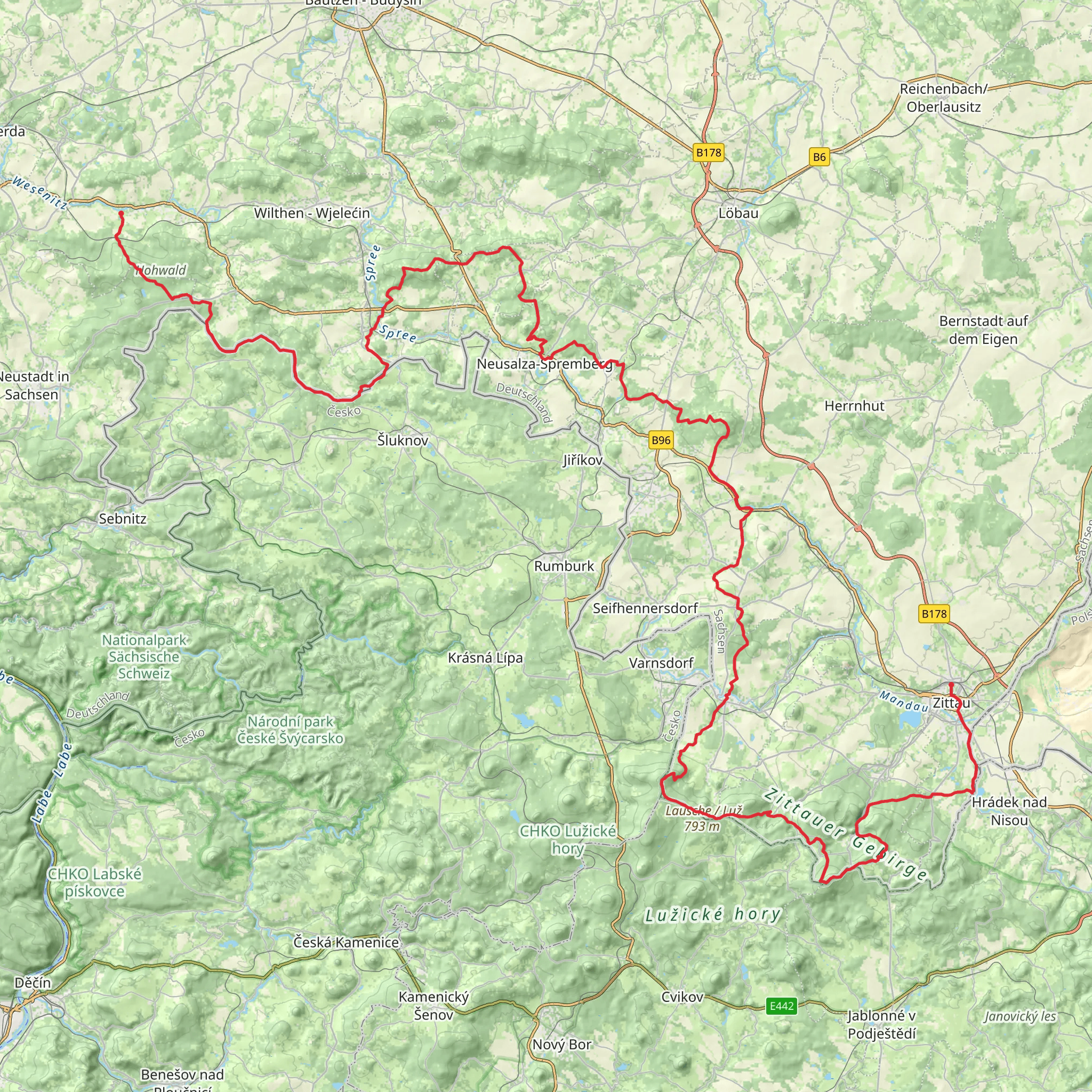 Oberlausitzer Bergweg mobile static map