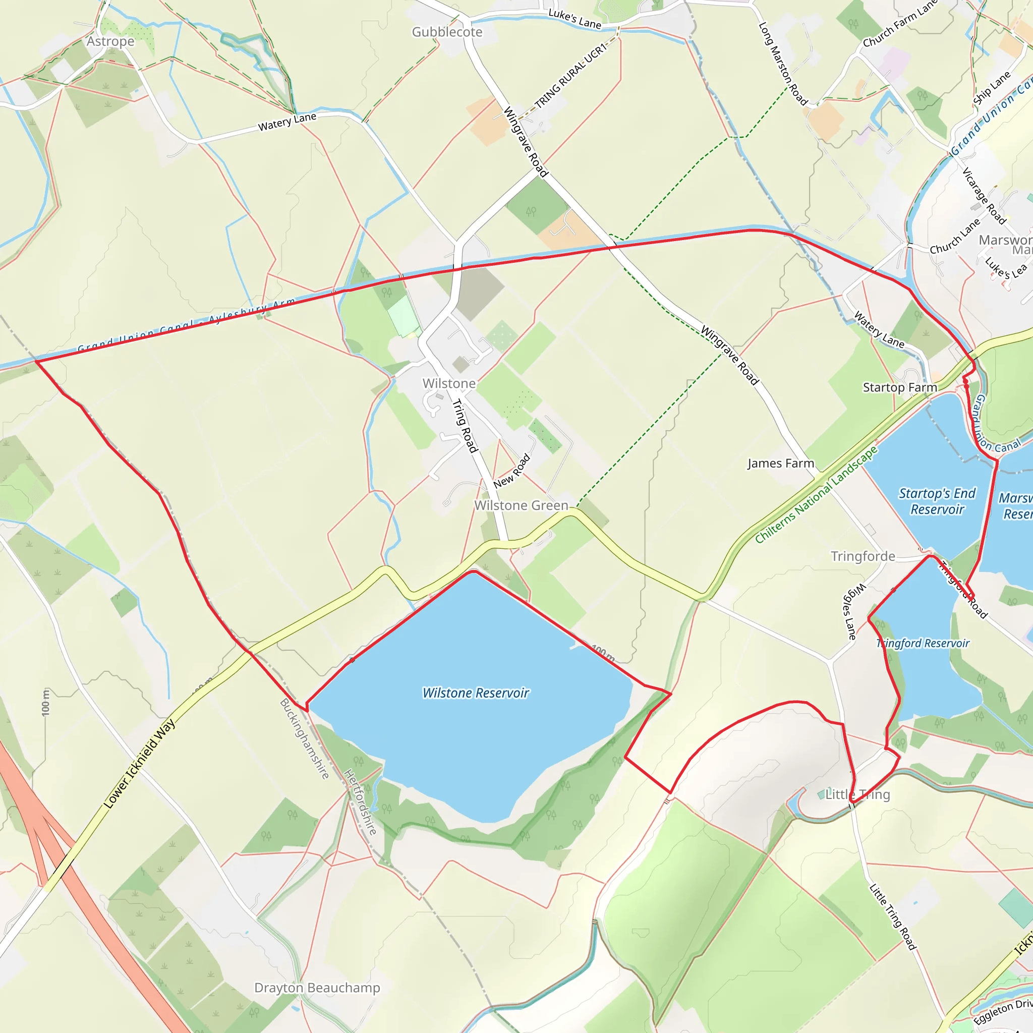 Tring Reservoirs Loop mobile static map