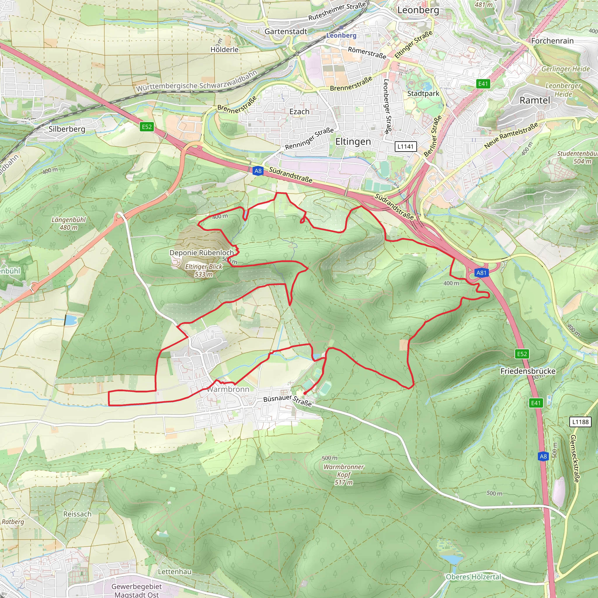 Warmbronn and Obere Feinau Loop mobile static map